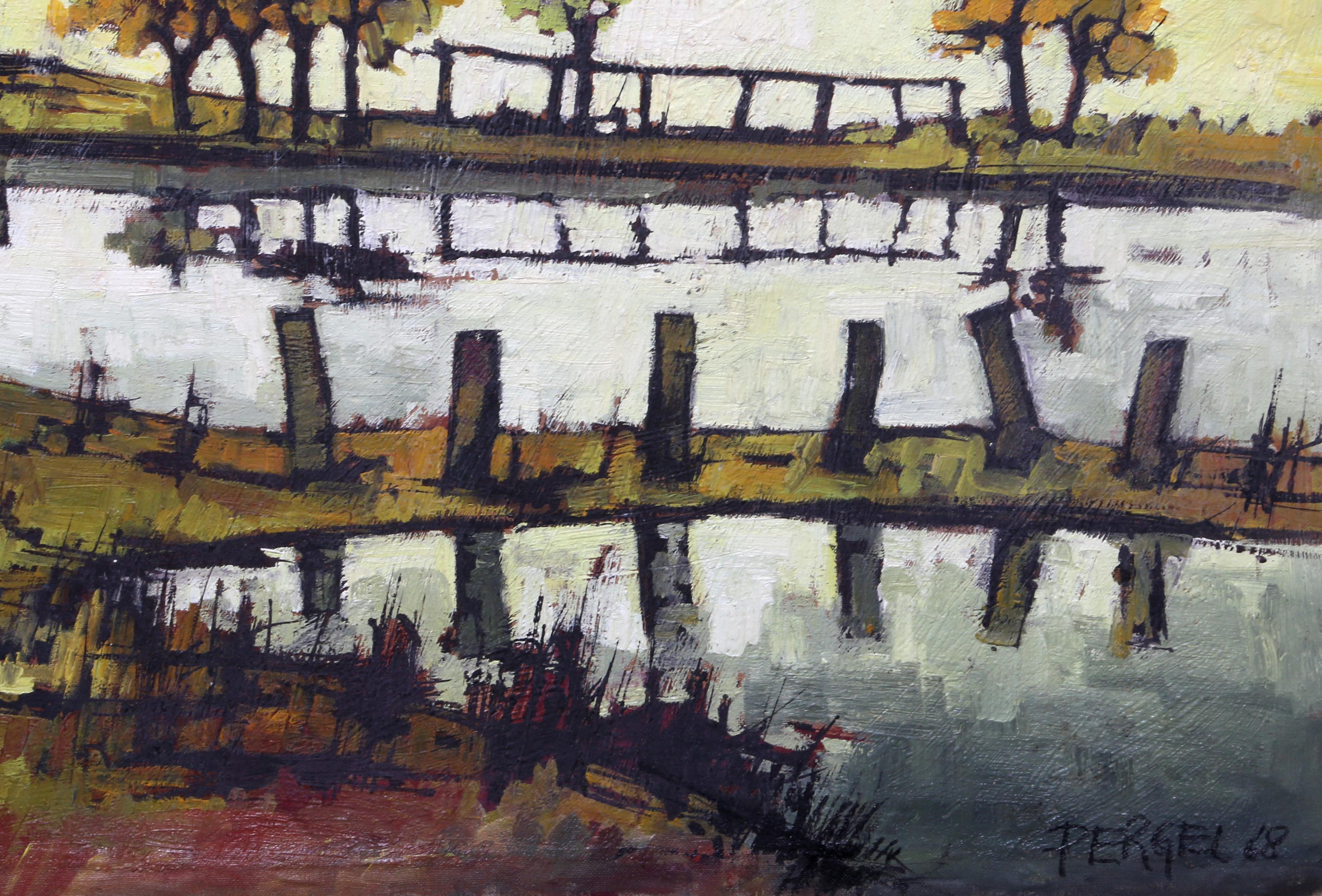 Casa sobre el agua, pintura al óleo de Jacques Pergel en venta 1