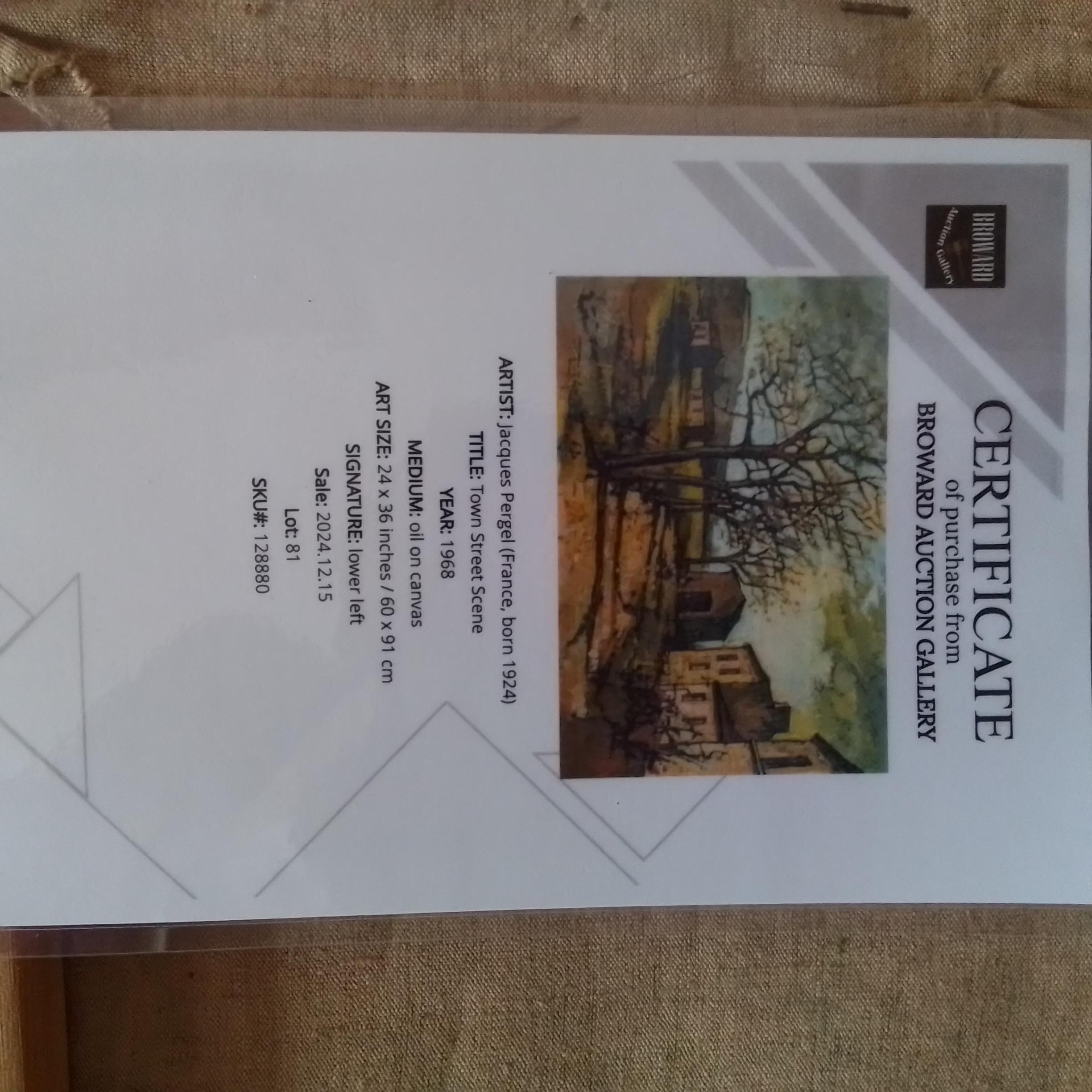Arte vintage - casa de campo francesa. Paisaje con casas. O/C, firmado en venta 4