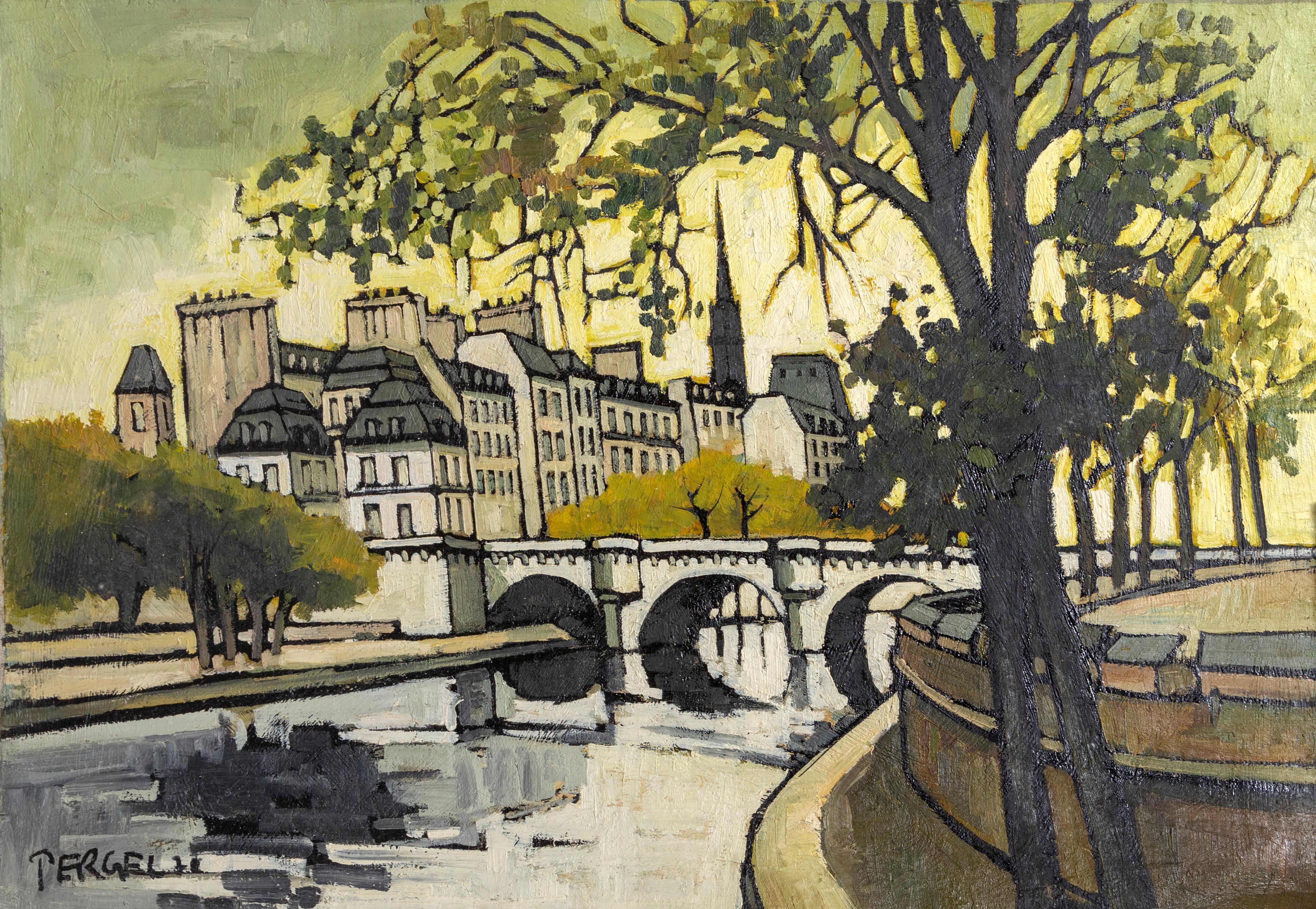 « Paysage urbain parisien n° 9 » de Jacques Pergel, Français (1924-2023)
Date : 1970
Huile sur toile, signée en bas à droite
Taille : 24 x 36 in. (60.96 x 91.44 cm)