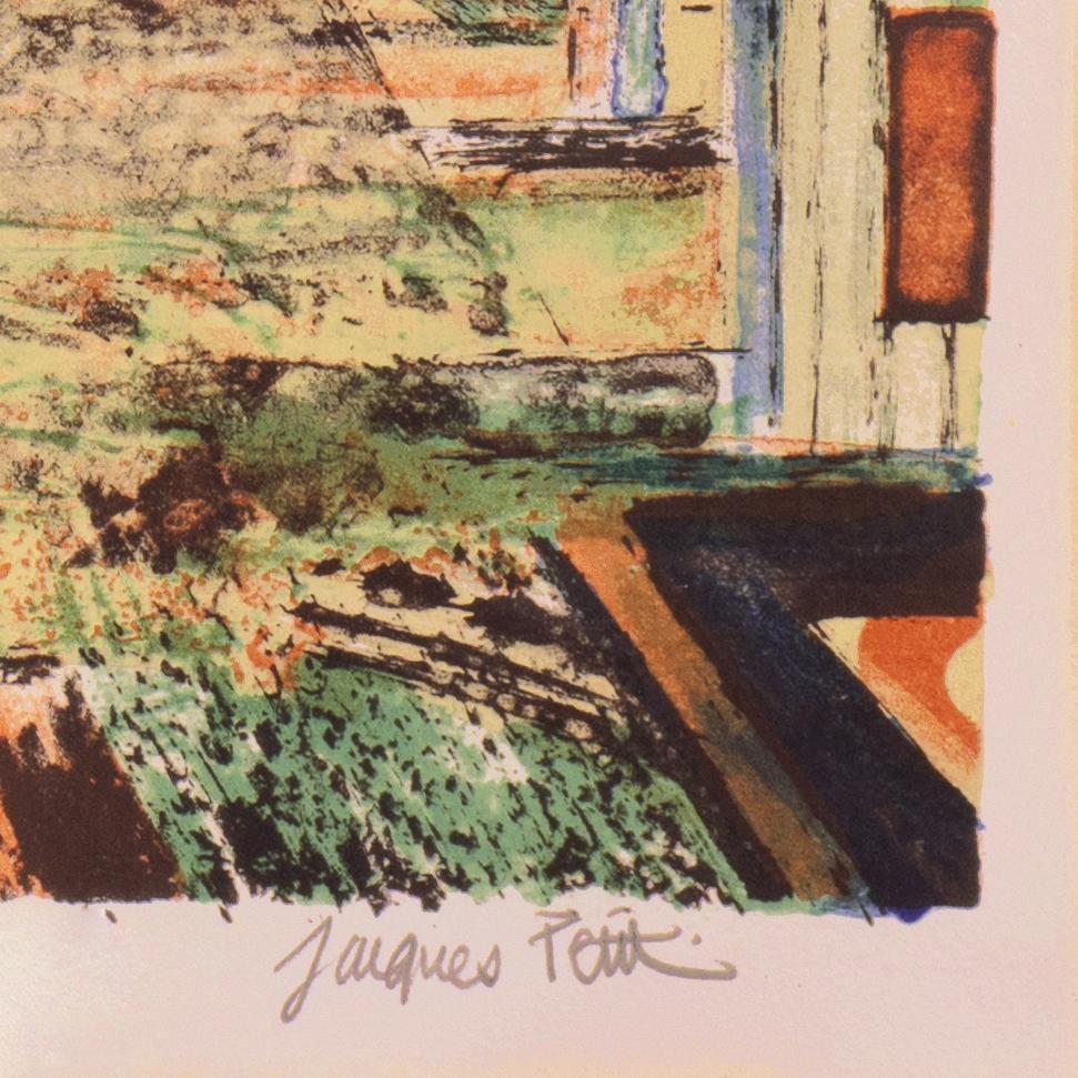 'Fishing Boats on the Atlantic Coast', School of Paris, Post Impressionism - Brown Landscape Print by Jacques Petit