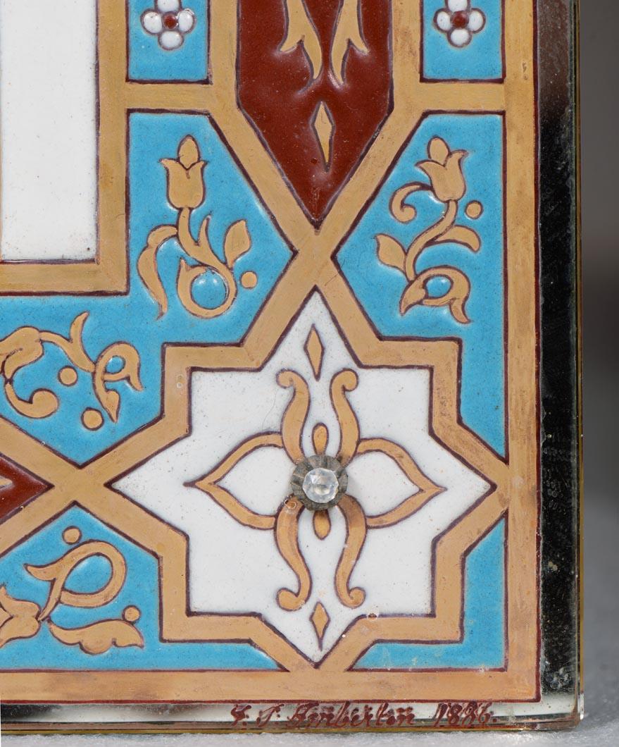 Jacques Philippe Imberton, Oriental-Style Enameled Mirror For Sale 4