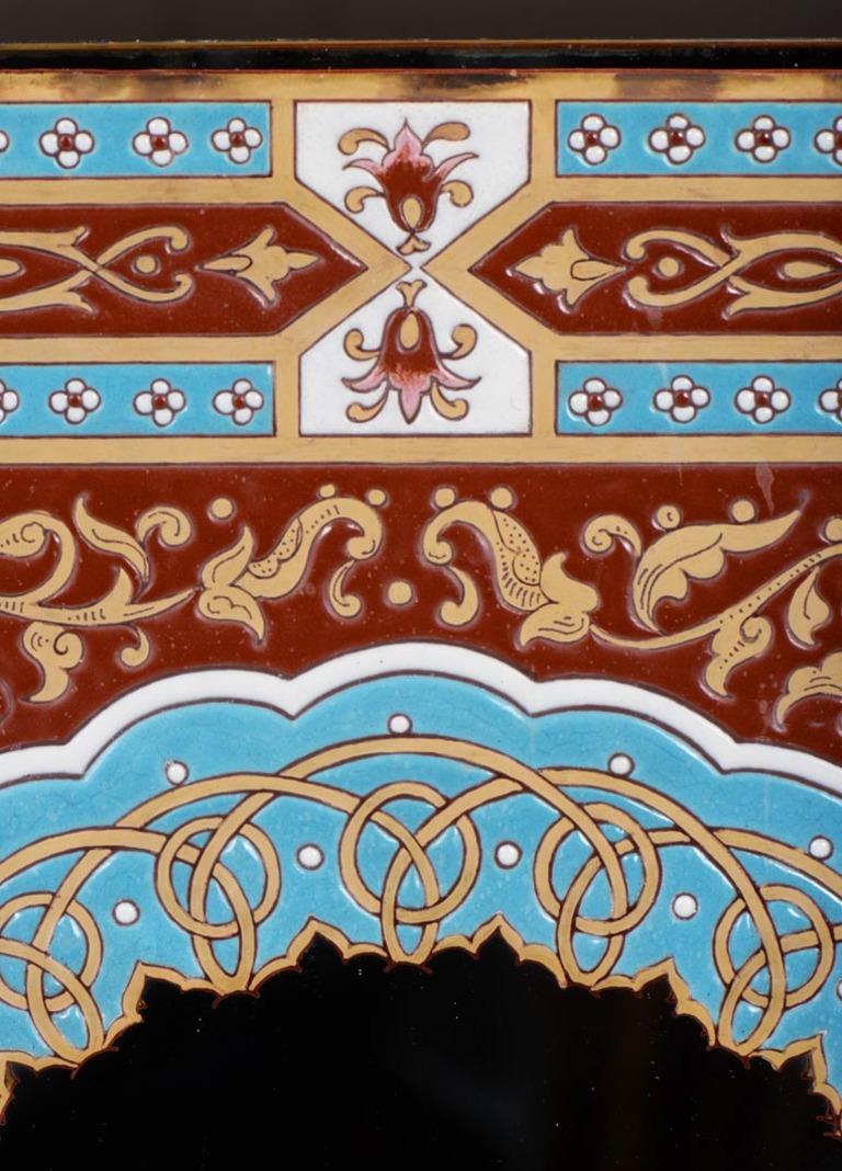 French Jacques Philippe Imberton, Oriental-Style Enameled Mirror For Sale