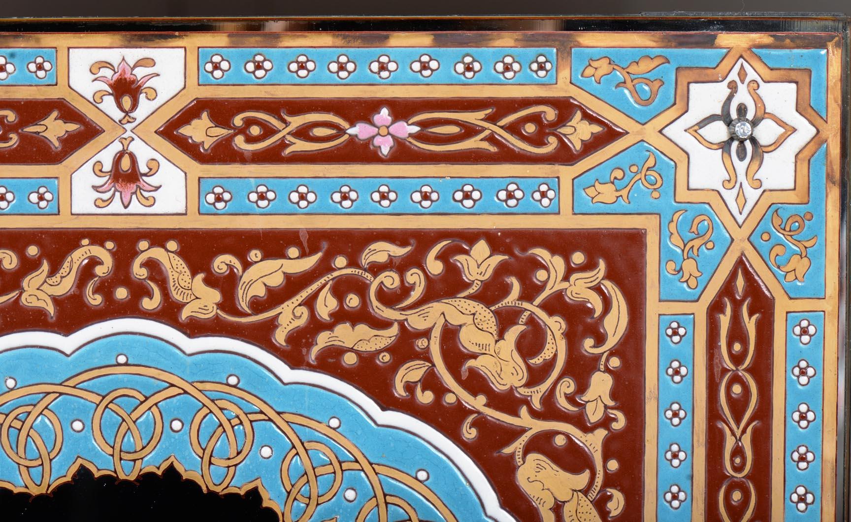 Jacques Philippe Imberton, Oriental-Style Enameled Mirror In Good Condition For Sale In SAINT-OUEN-SUR-SEINE, FR