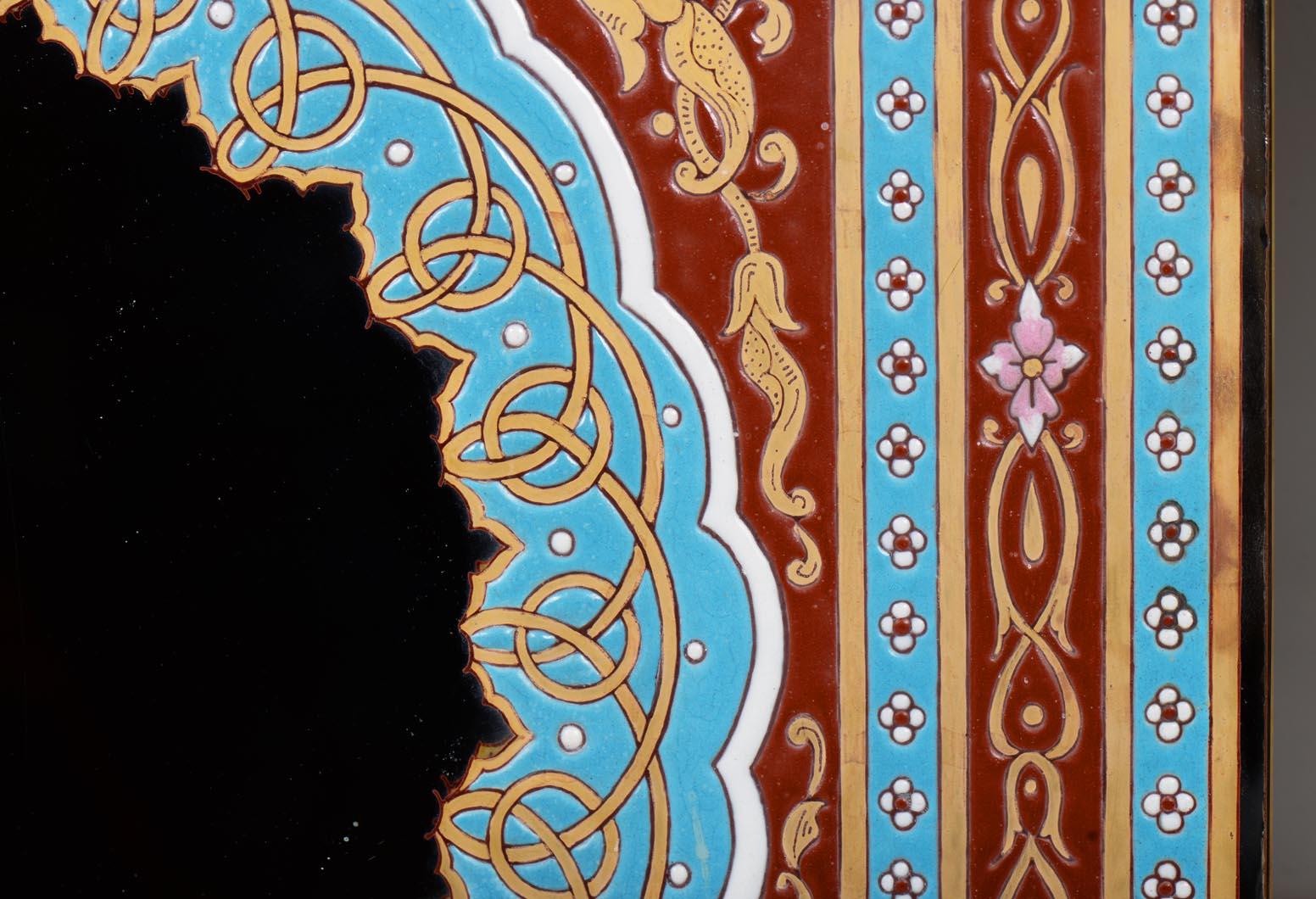19th Century Jacques Philippe Imberton, Oriental-Style Enameled Mirror For Sale