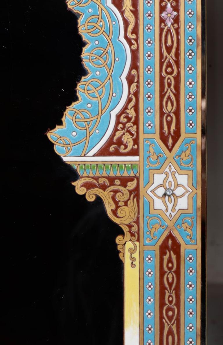 Jacques Philippe Imberton, Oriental-Style Enameled Mirror For Sale 1
