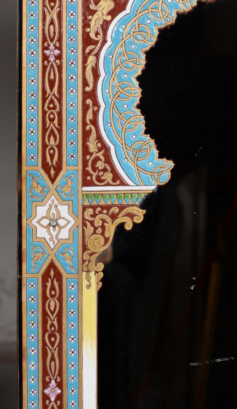 Jacques Philippe Imberton, Oriental-Style Enameled Mirror For Sale 2