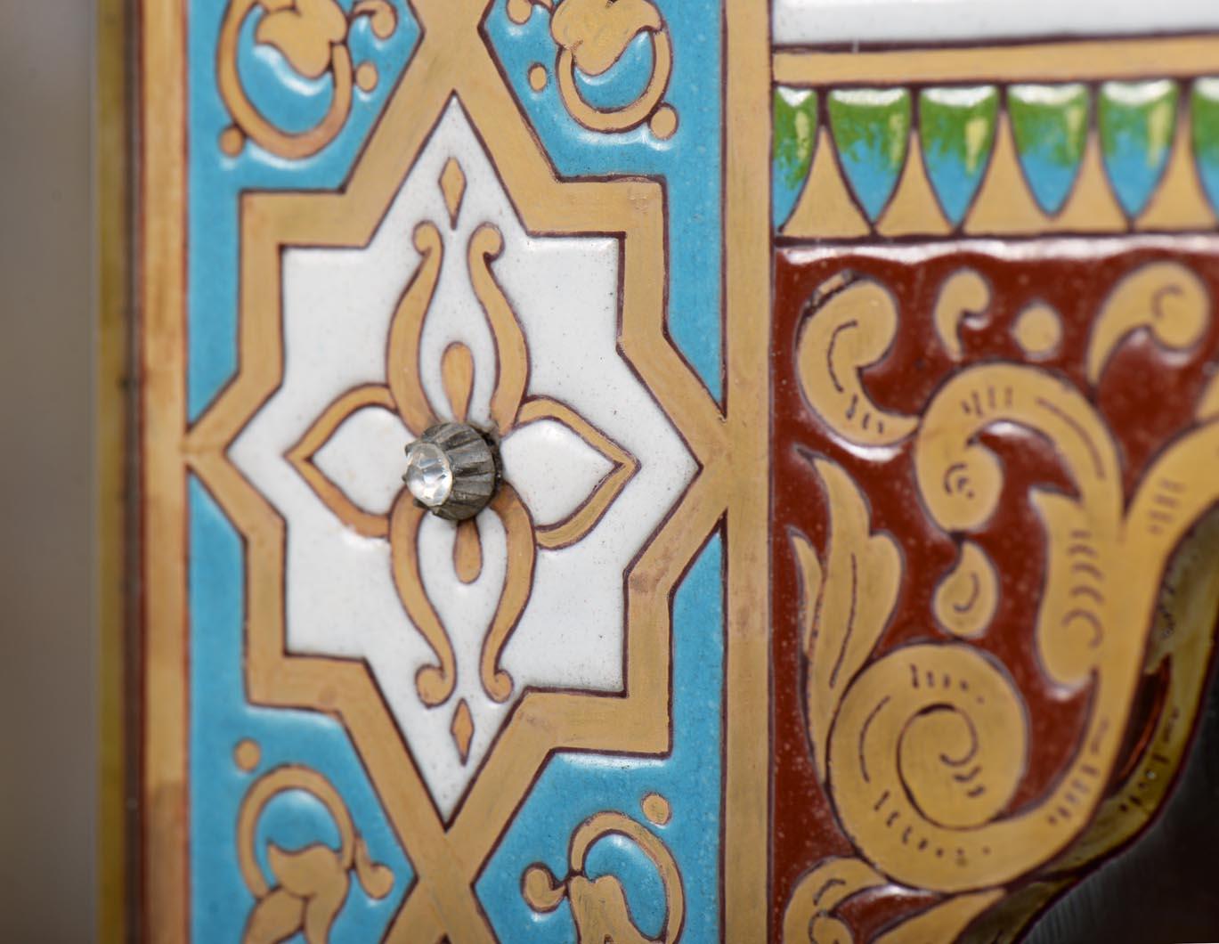Jacques Philippe Imberton, Oriental-Style Enameled Mirror For Sale 3
