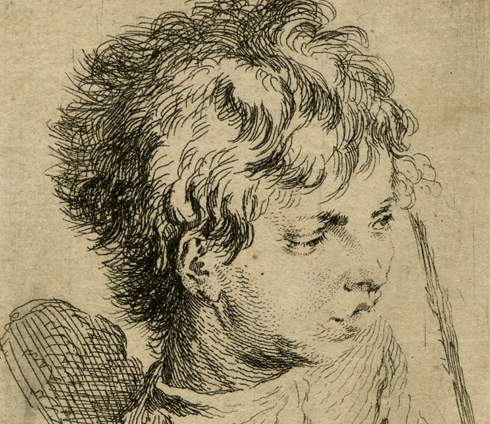 Head of a boy by Jacques Philippe le Bas - Etching - 18th Century - Contemporary Print by Jacques-Philippe Le Bas