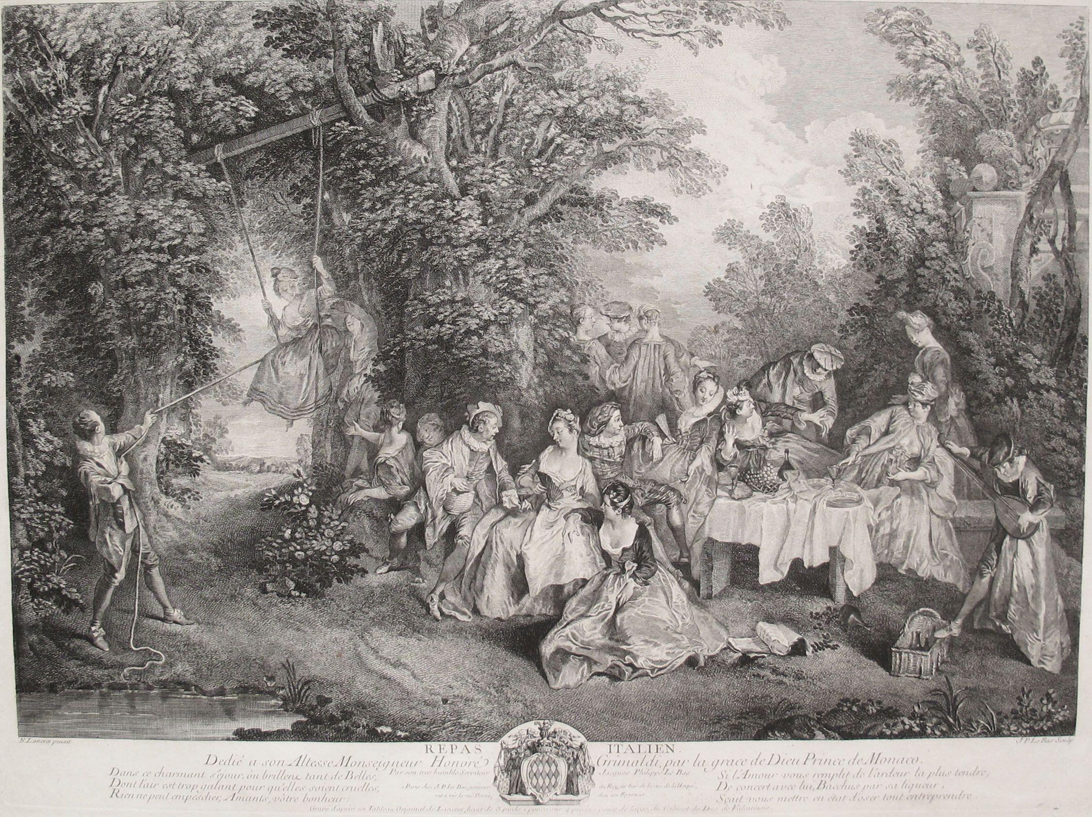 Banquet italien - Print de Jacques-Philippe Le Bas