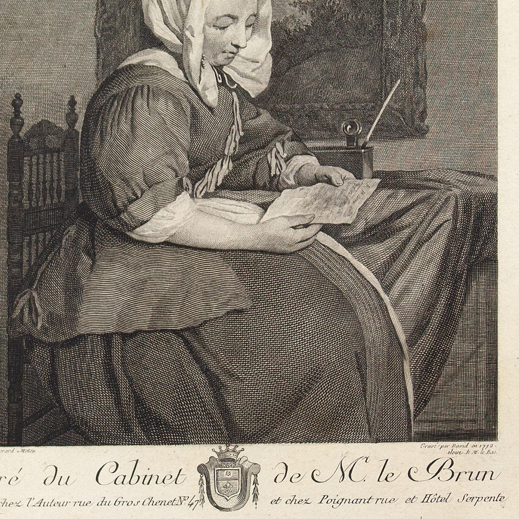 Jacques-Philippe Le Bas dopo Gerard Metsu, Ritratto di signora, acquaforte 6