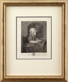 Antique Jacques-Philippe Le Bas After Gerard Metsu, Portrait Of A Lady, Etching