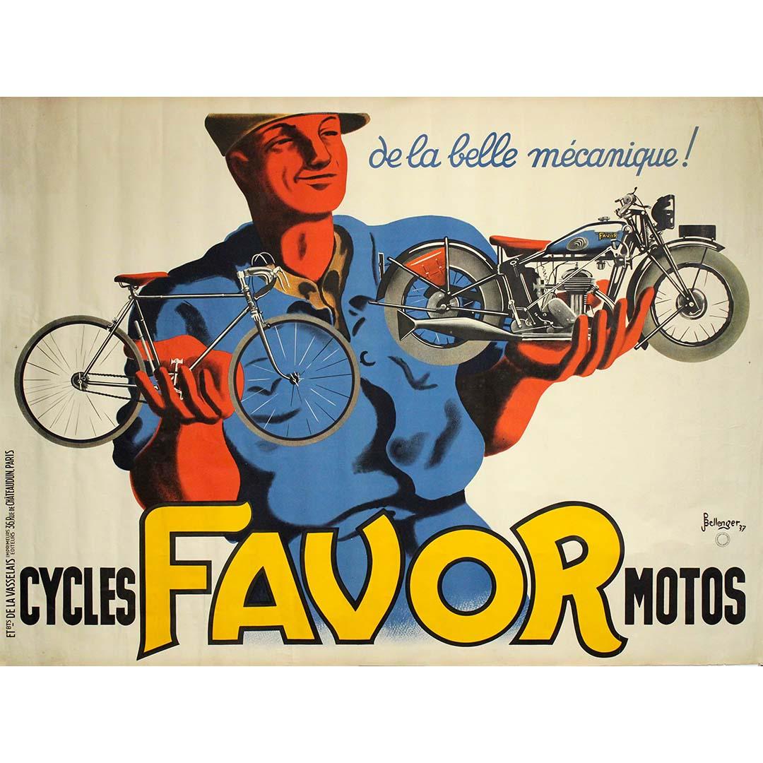 1937 original poster by Pierre
Jacques Bellenger for Cycles Favor Motos