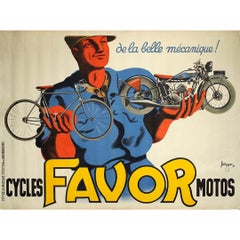 Jacques-Pierre Bellenger - 1937 original poster by Pierre & Jacques Bellenger for Cycles Favor Motos 1937 original poster by Pierre & Jacques Bellenger for Cycles Favor Motos