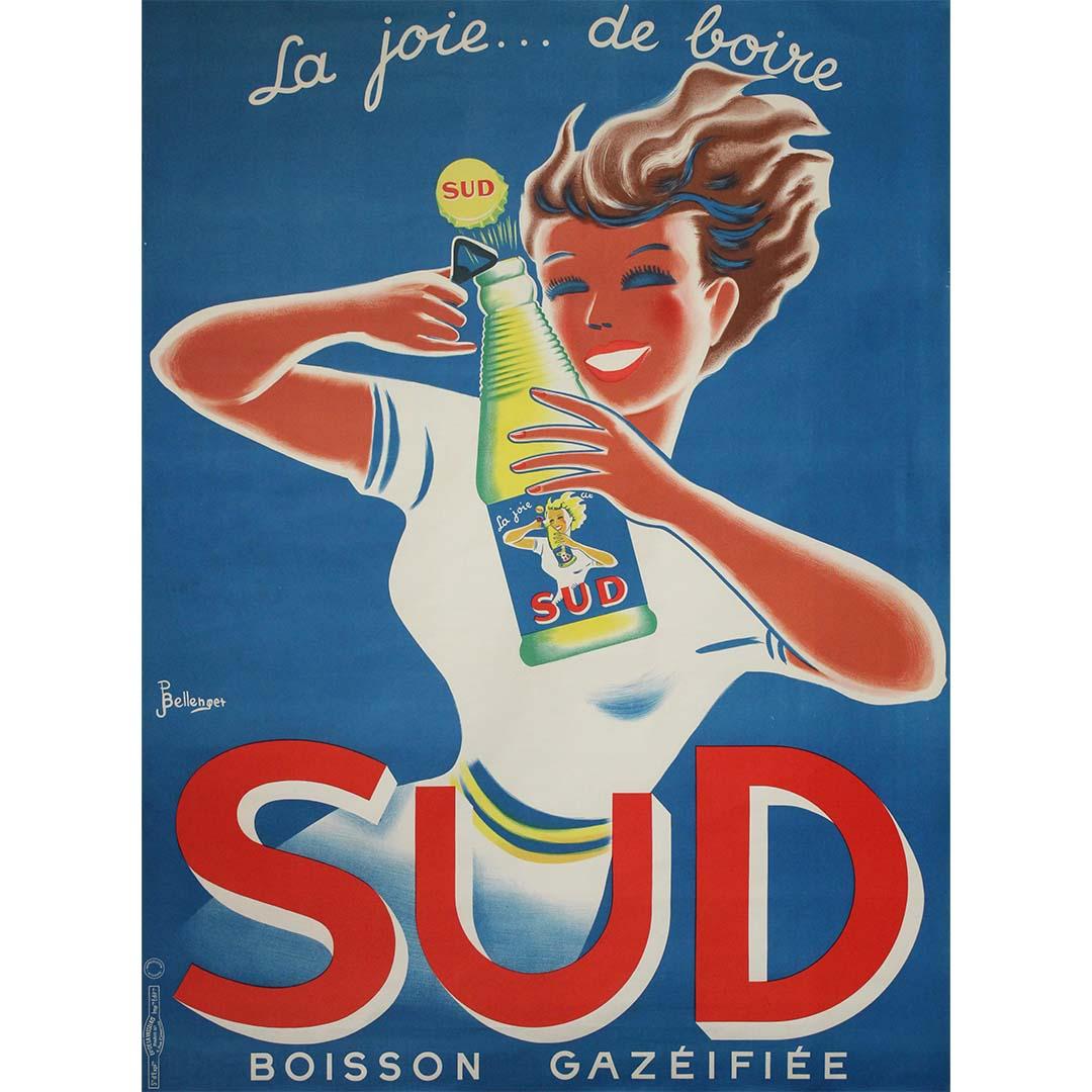 Pierre and Jacques Bellenger Print - Circa 1945 original advertising poster for soft drink “SUD” - Bellenger