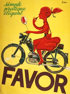 Favor Girl by Bellenger Póster Original Francés Vintage Motocicleta c1952