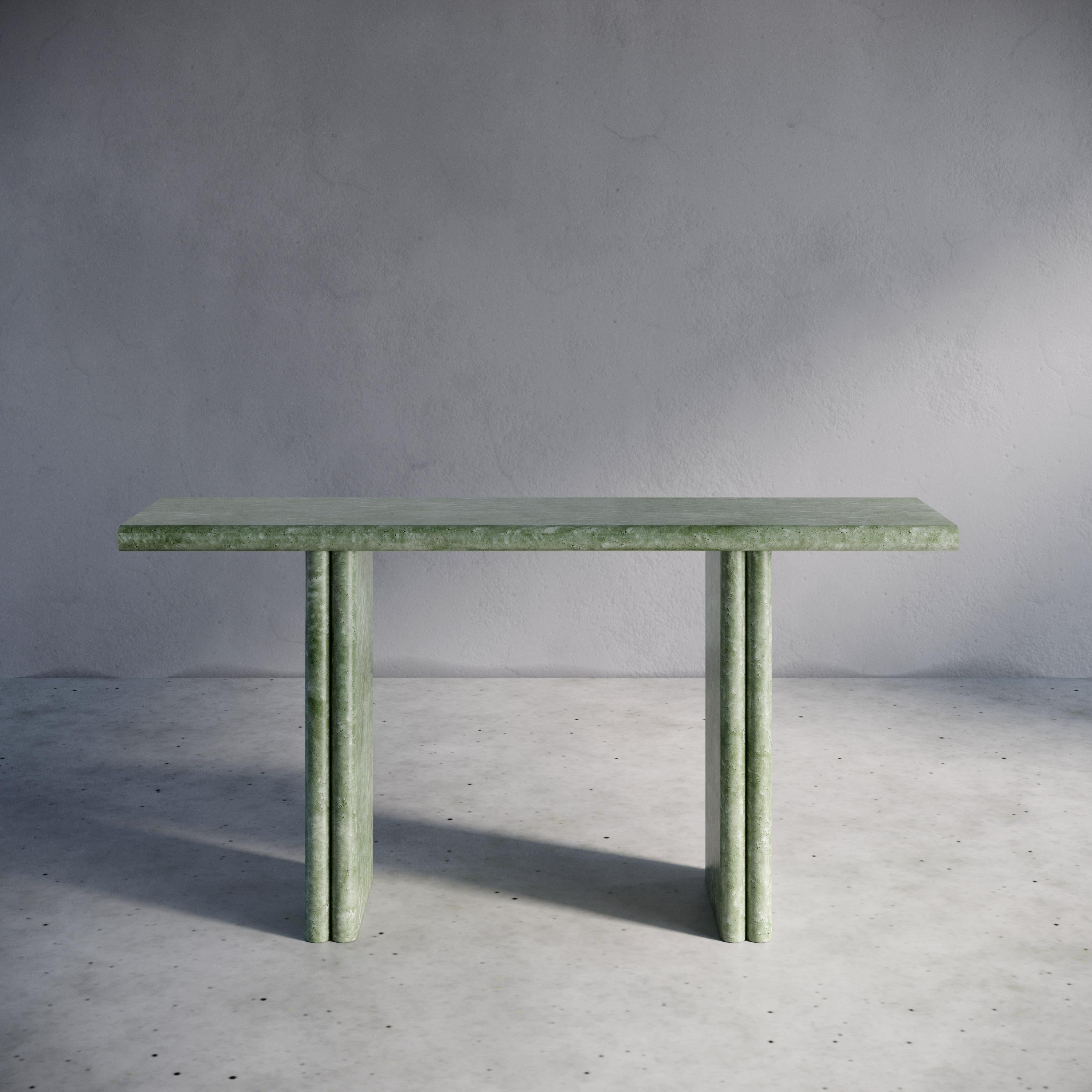Designed with the aim to find the perfect balance between clean lines and warm texture. Consisting of 5 rounded, 50 mm thick slats with bird’s eye maple veneer, the console table is available in 16 different colors. 

Bird’s eye Maple is one of the