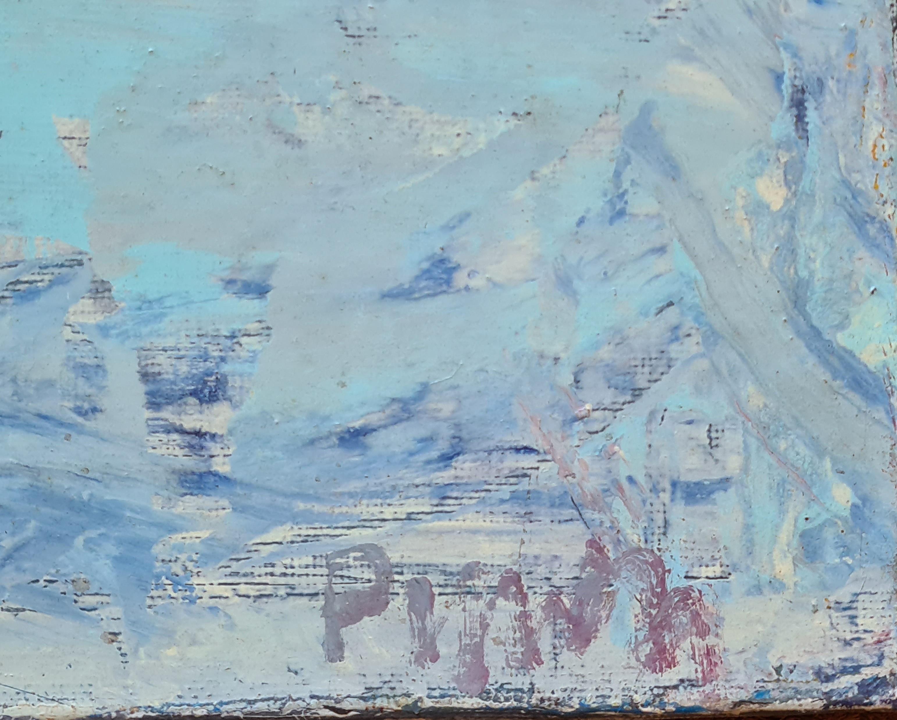 Froid du l''Etang, Französische expressionistische Ölgemälde auf Leinwand See-Landschaft  – Painting von Jacques Pinon