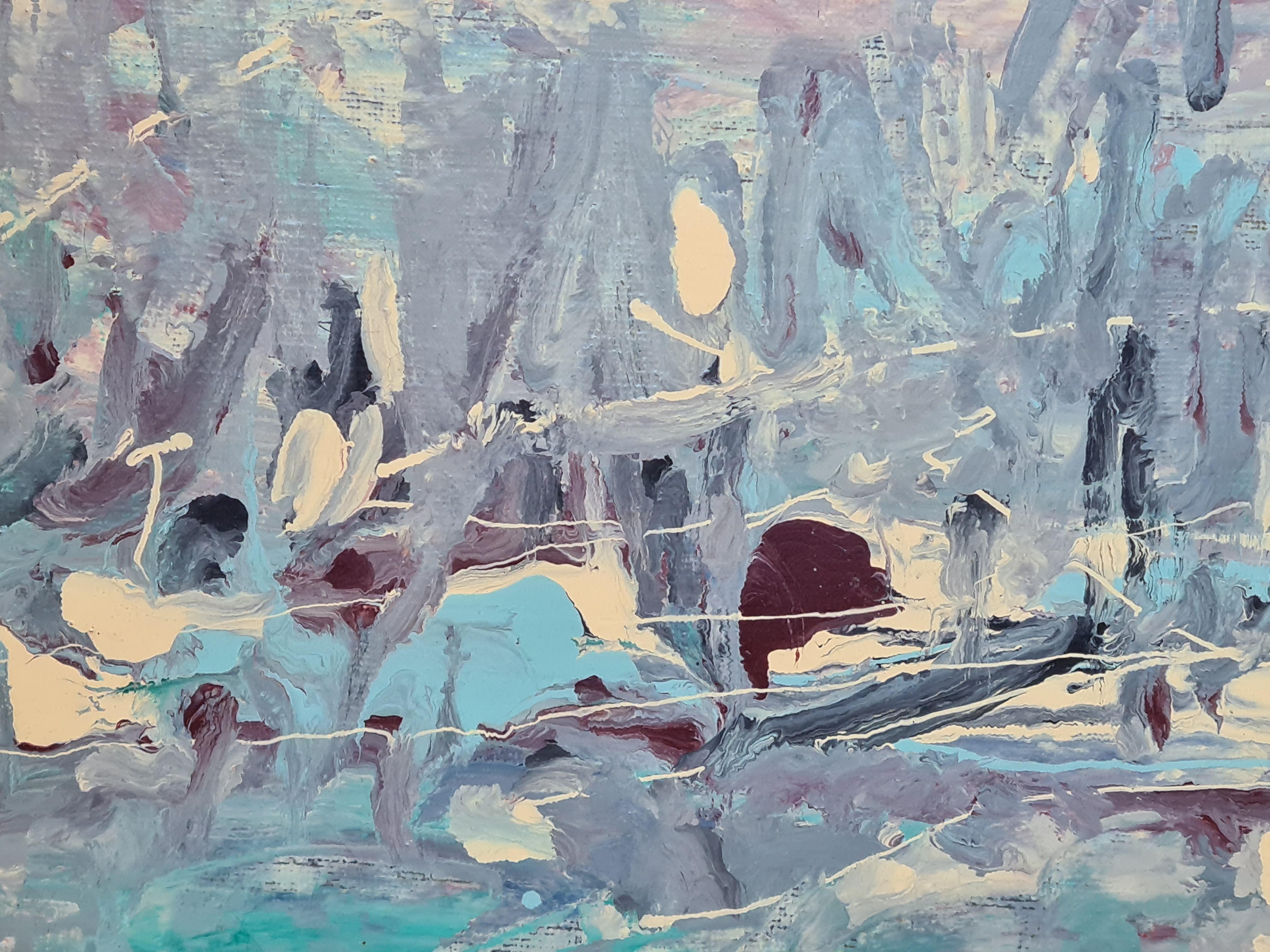 Froid du l''Etang, Französische expressionistische Ölgemälde auf Leinwand See-Landschaft  (Expressionismus), Painting, von Jacques Pinon