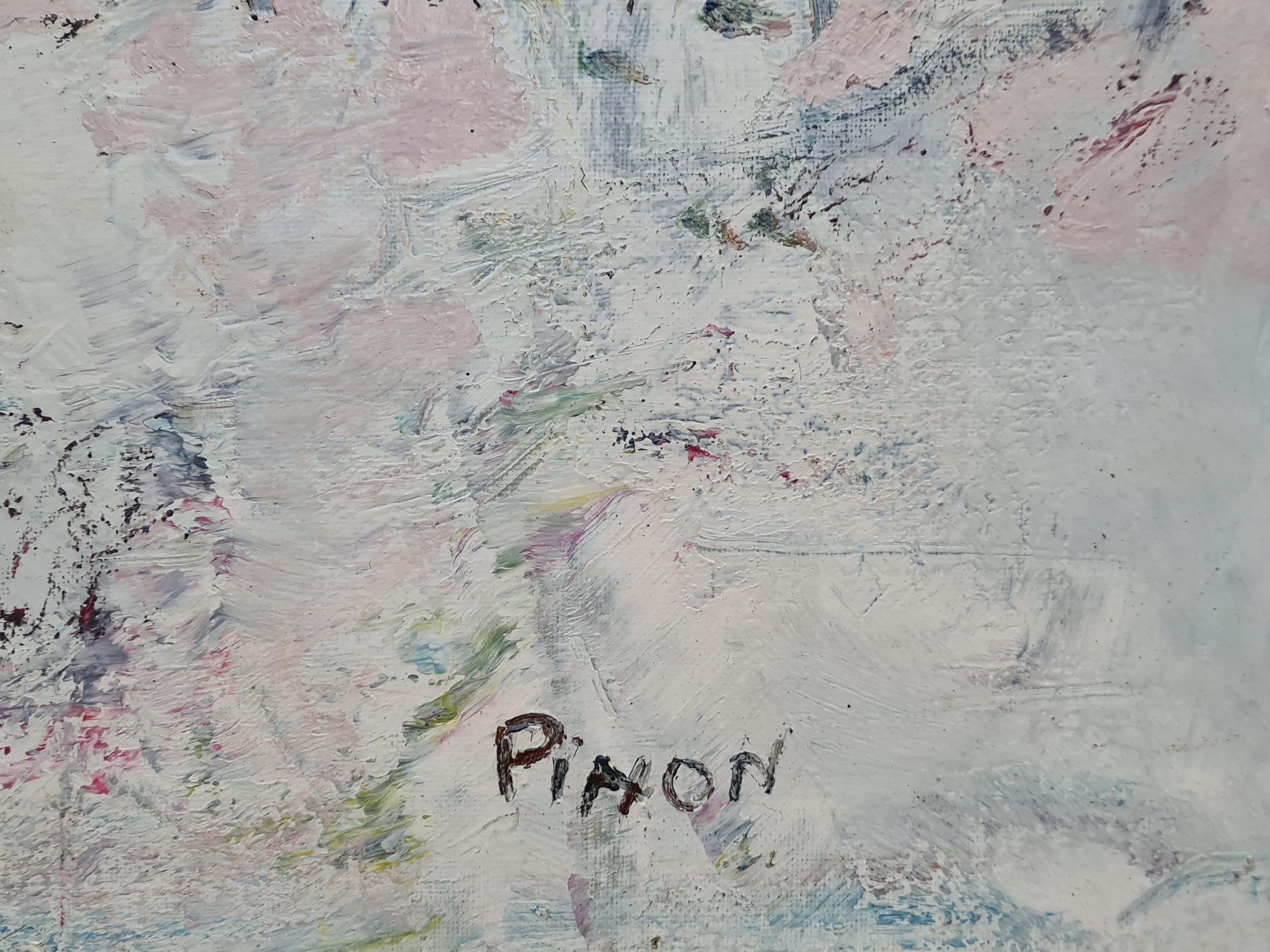 Il risveglio di un paesaggio, Eveil D'un Paysage, olio espressionista francese - Painting di Jacques Pinon