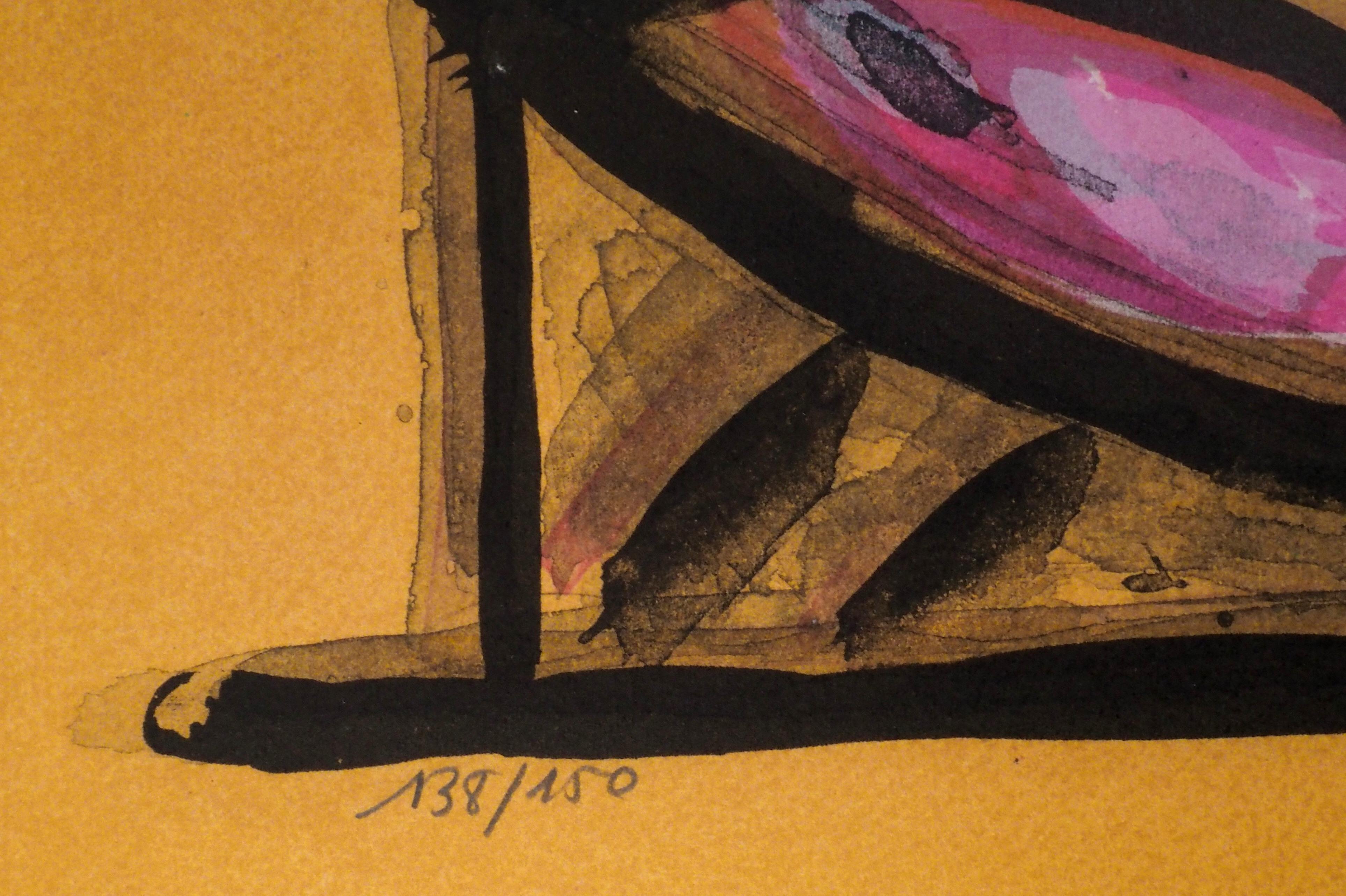 Parroquets - Lithographie originale, signée à la main - Abstrait Print par Jacques POLI