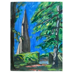 Jacques Poncet ( 1921-2012) 'la flèche  '  Acrylic on canson paper