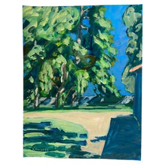 Jacques Poncet ( 1921-2012) The trees behind the house  Acrylic on canson paper
