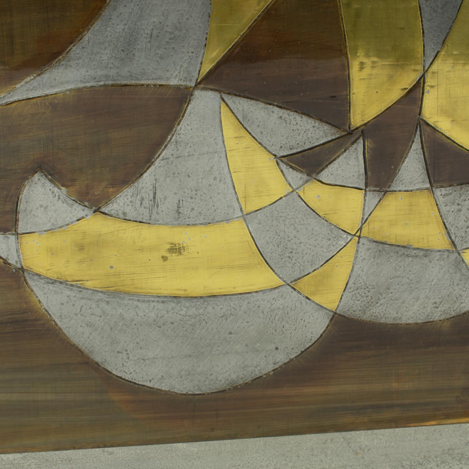 Veleros Brutalistas Panel Mixto de Metal Art montado en la pared de Jacques Potage en venta 9
