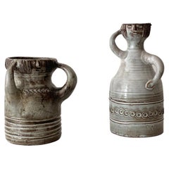 Jacques Pouchain Atelier Dieulefit Pair of Ceramic Vases "Personnages", 1960's