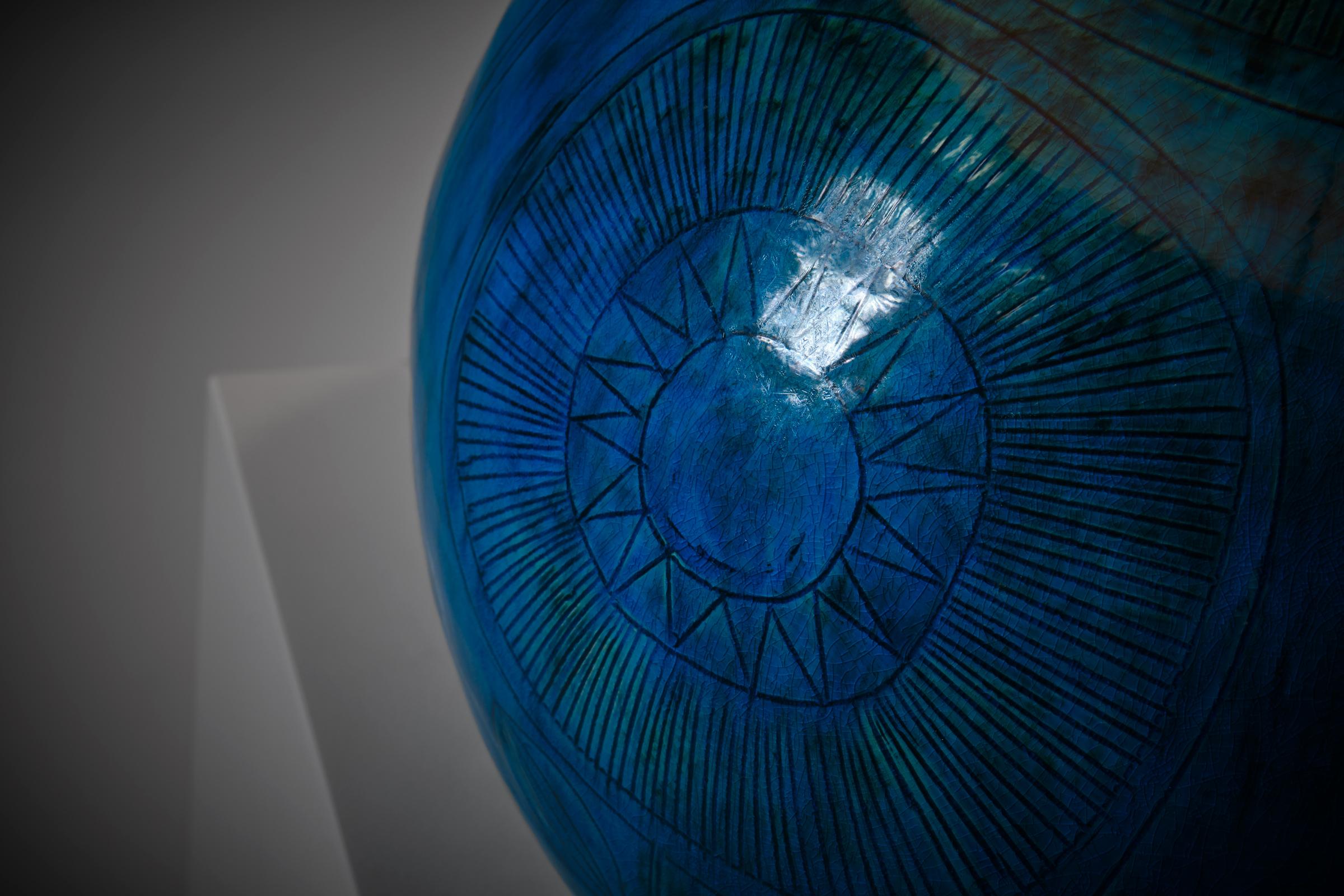 Lampe de table en céramique bleu azur de Jacques Pouchain, France, années 1960 Bon état à Rotterdam, ZH