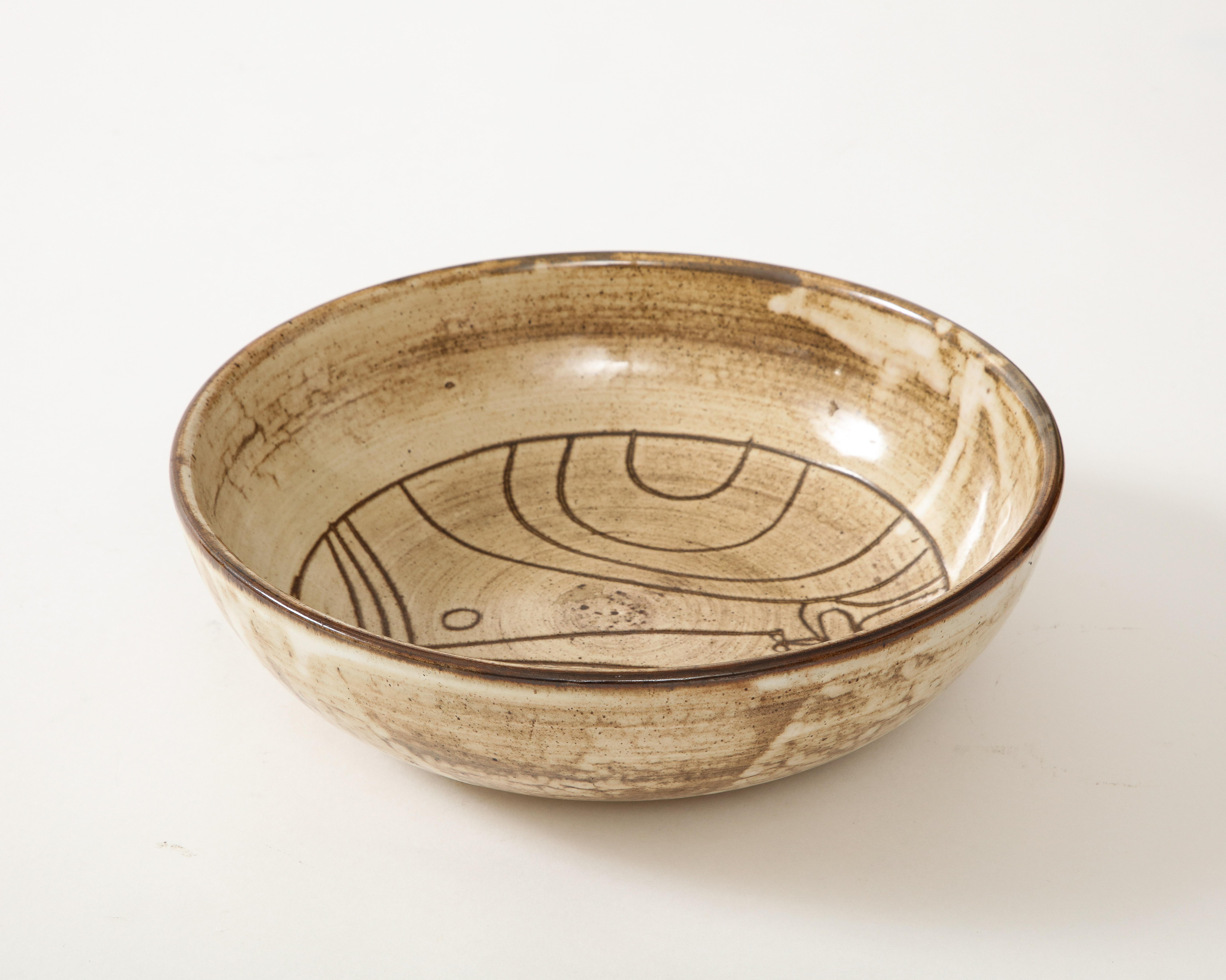 Jacques Pouchain, Ceramic Bowl, Atelier Dieulefit, 1960, Signed: 'Pouchain' 4