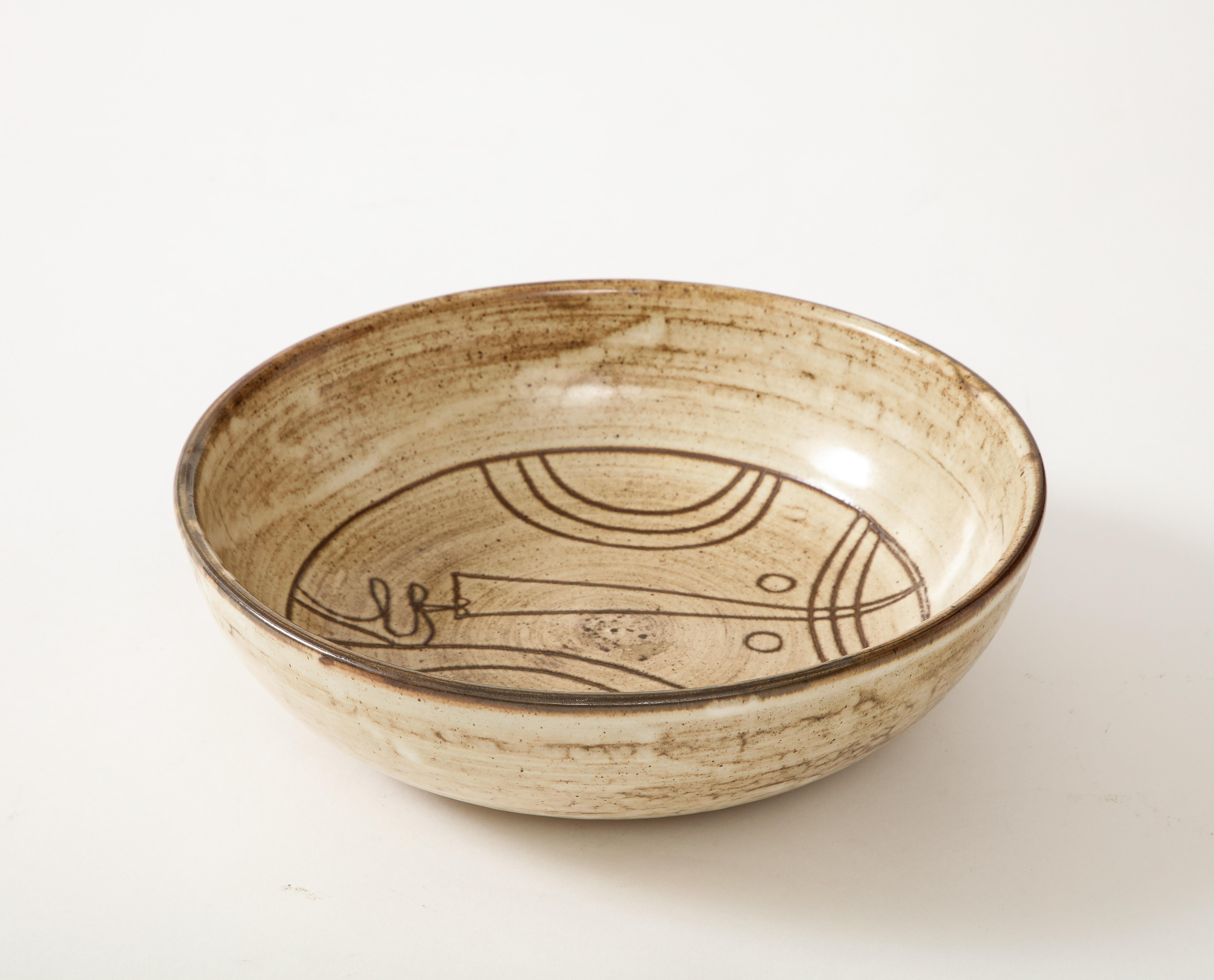 Jacques Pouchain, Ceramic Bowl, Atelier Dieulefit, 1960, Signed: 'Pouchain' 5
