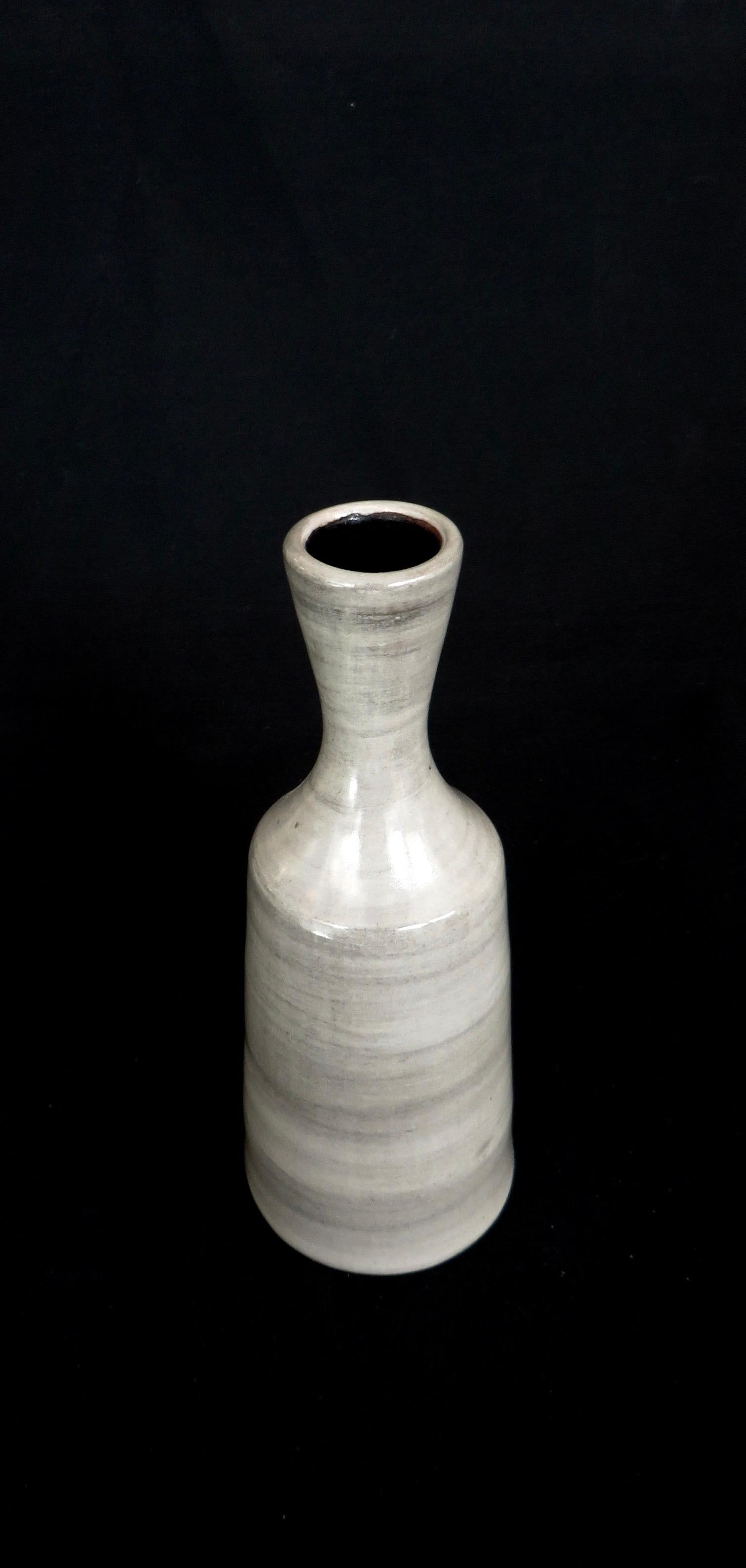 Mid-Century Modern Jacques Pouchain French Artist Gray Ceramic Vase