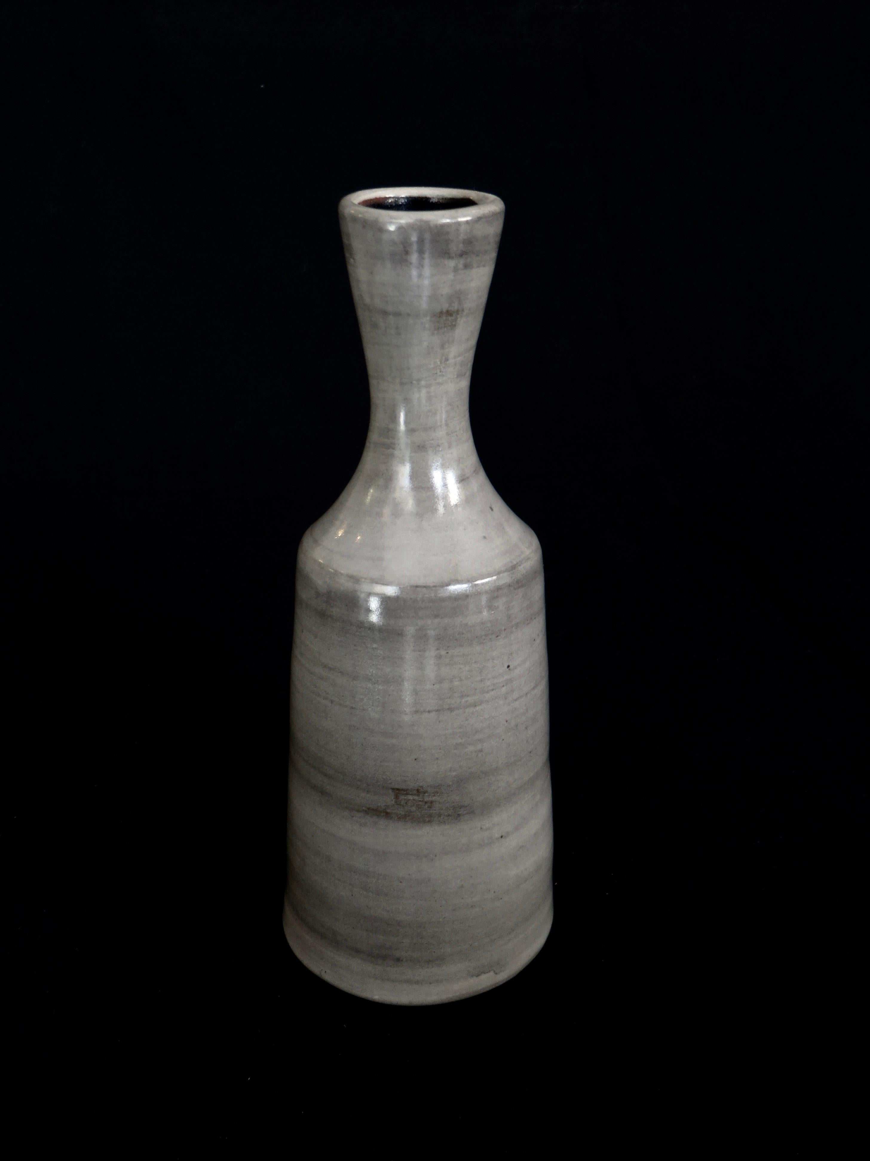 Mid-20th Century Jacques Pouchain French Artist Gray Ceramic Vase