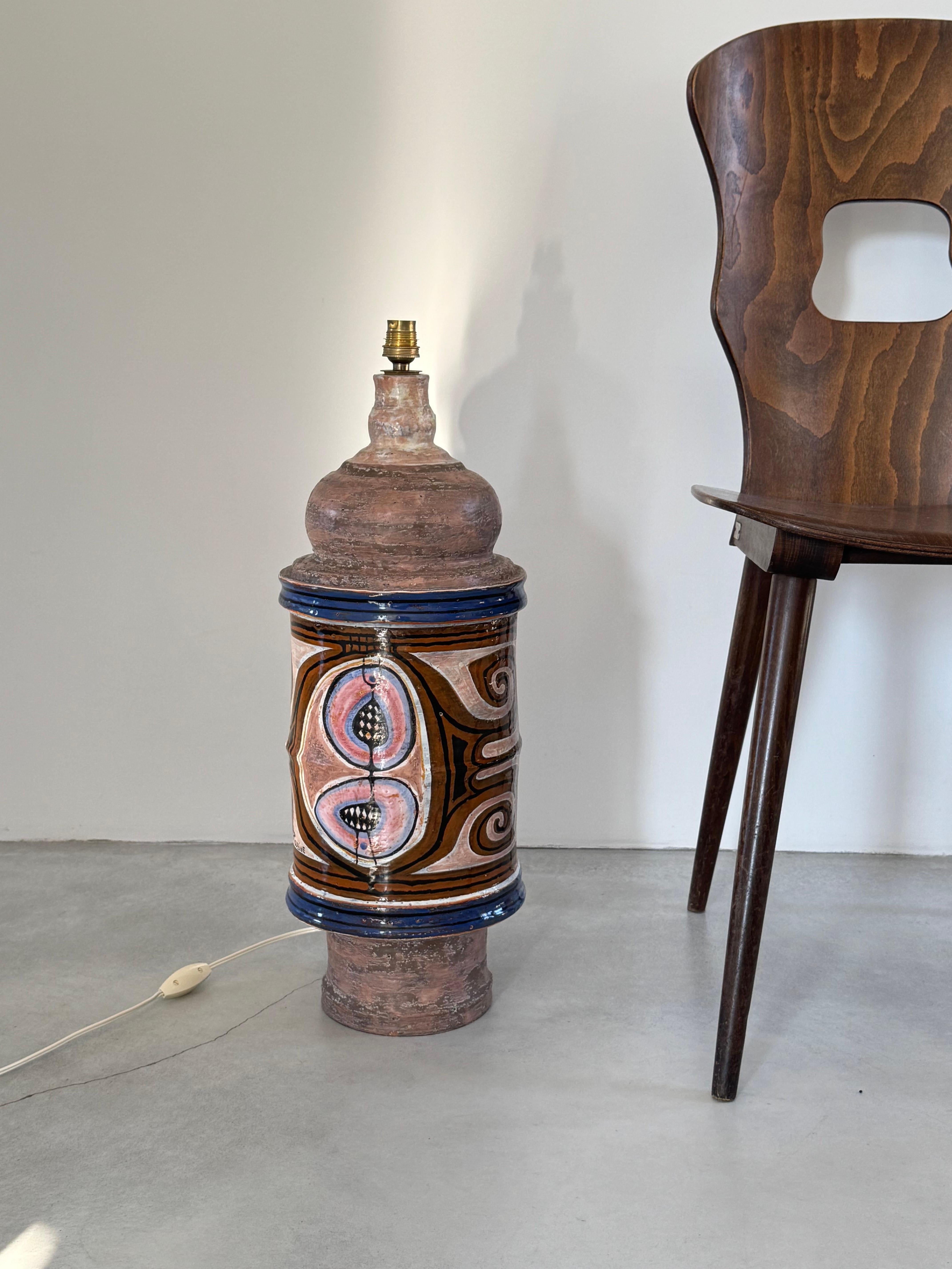 Lámpara de cerámica enorme Jacques Poussine. Obra única. Sant Vicens Francia circa 1950s en venta 2