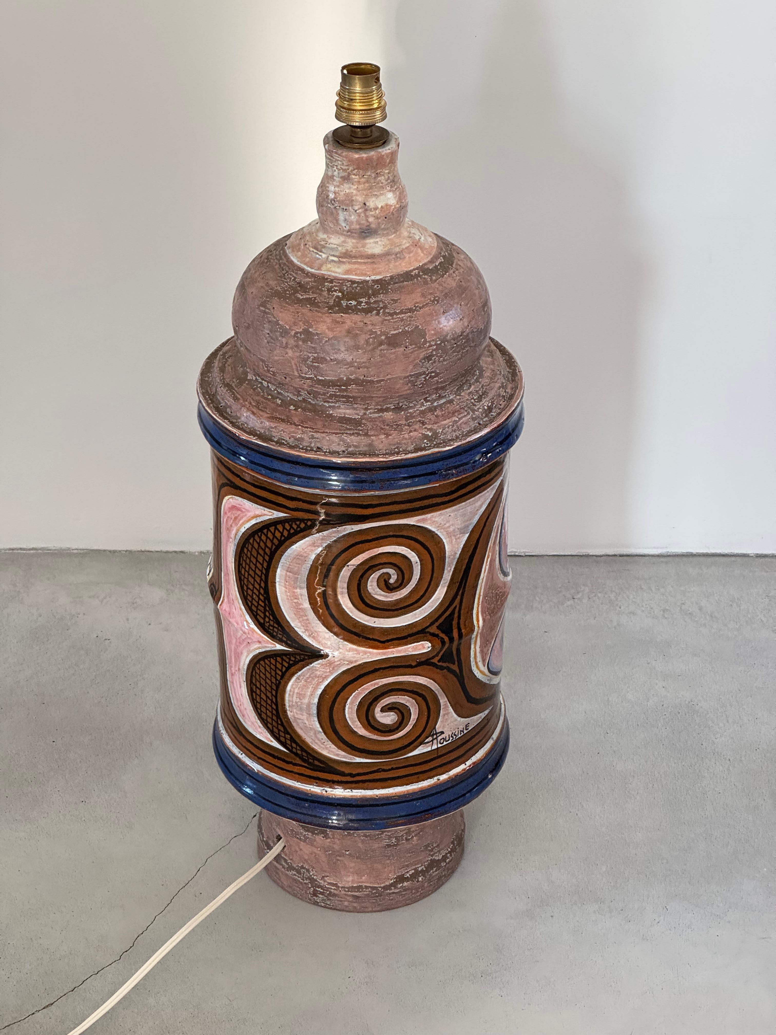 Lámpara de cerámica enorme Jacques Poussine. Obra única. Sant Vicens Francia circa 1950s Provincial francés en venta