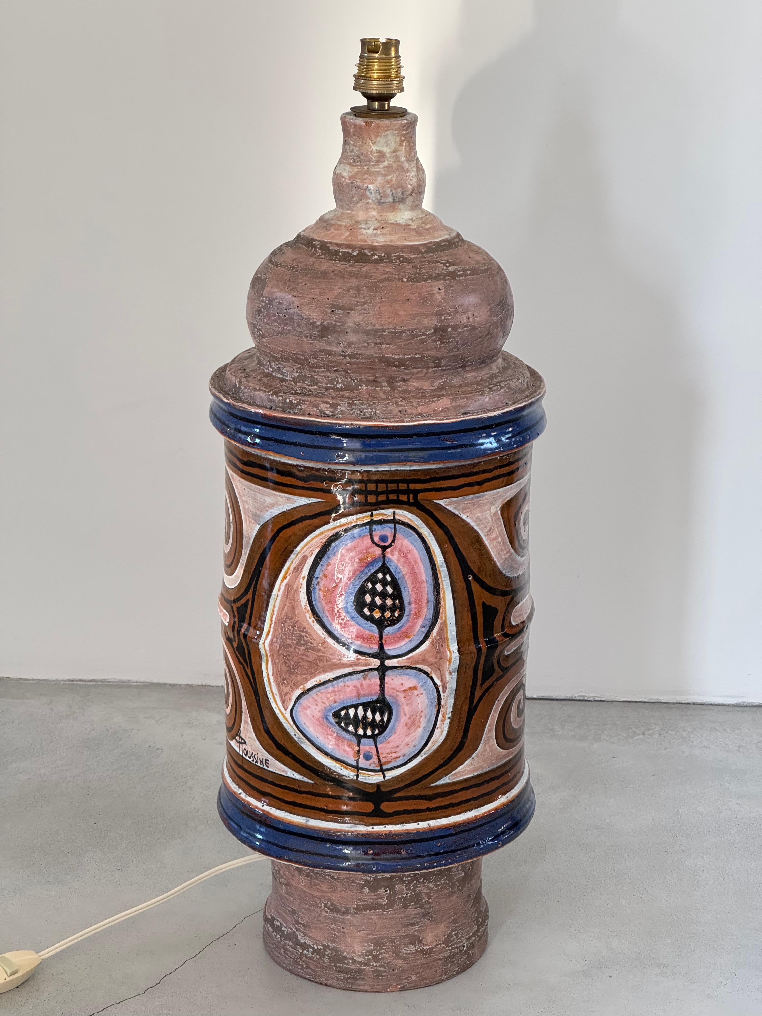 Lámpara de cerámica enorme Jacques Poussine. Obra única. Sant Vicens Francia circa 1950s mediados del siglo XX en venta