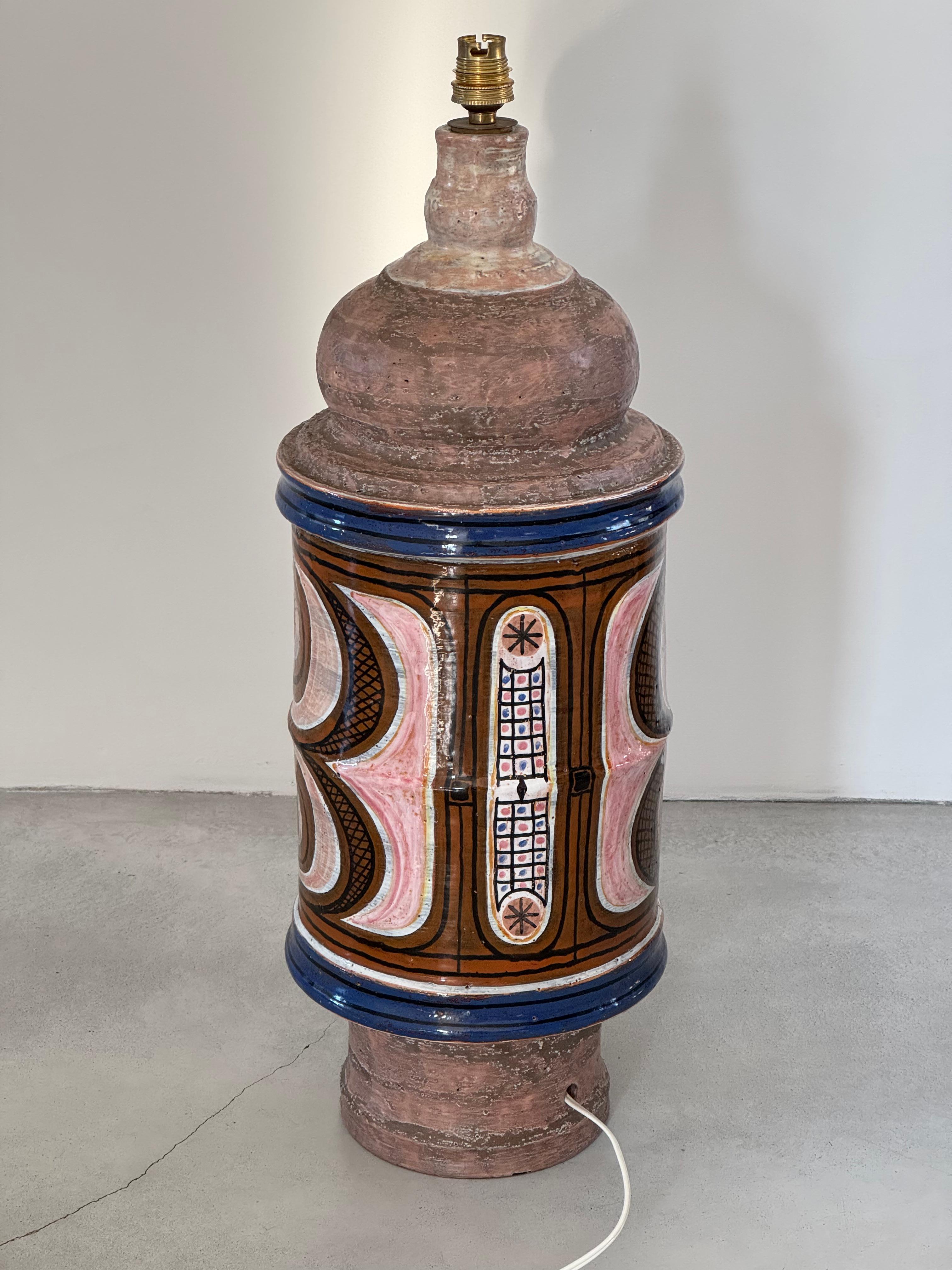 Lámpara de cerámica enorme Jacques Poussine. Obra única. Sant Vicens Francia circa 1950s Cerámico en venta