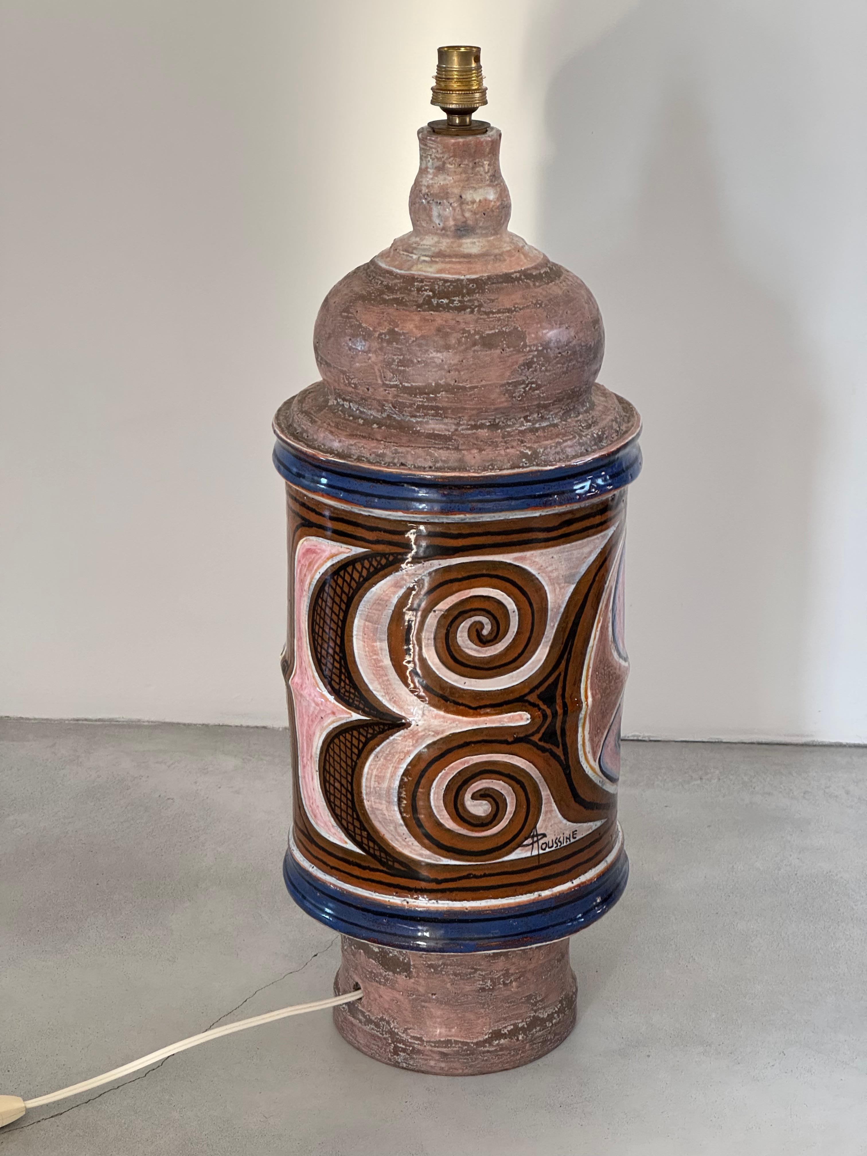 Lámpara de cerámica enorme Jacques Poussine. Obra única. Sant Vicens Francia circa 1950s en venta 1