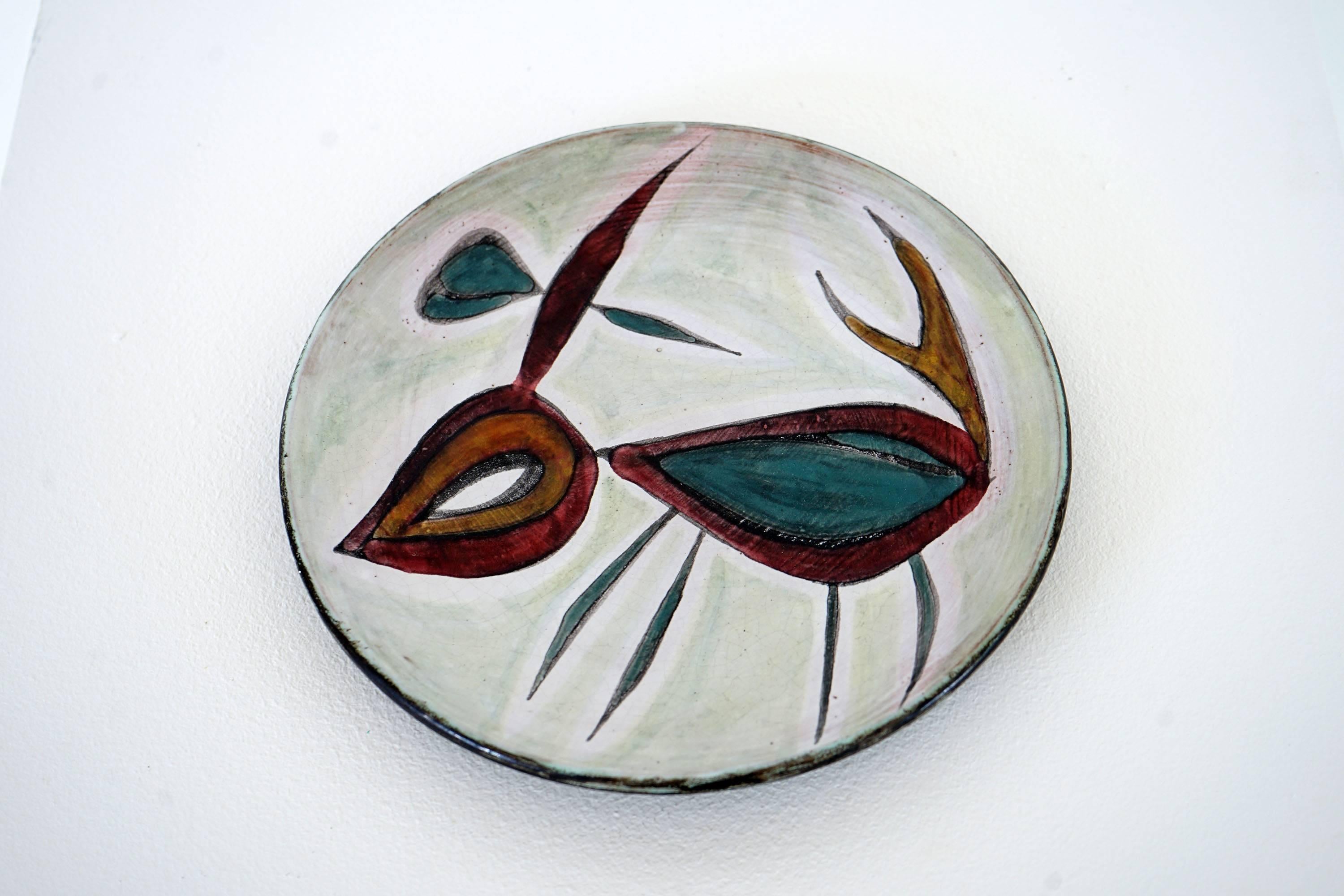 Mid-Century Modern Jacques Poussine / Wall Plate, Sant Vicens, 1950s, Studio Pottery For Sale