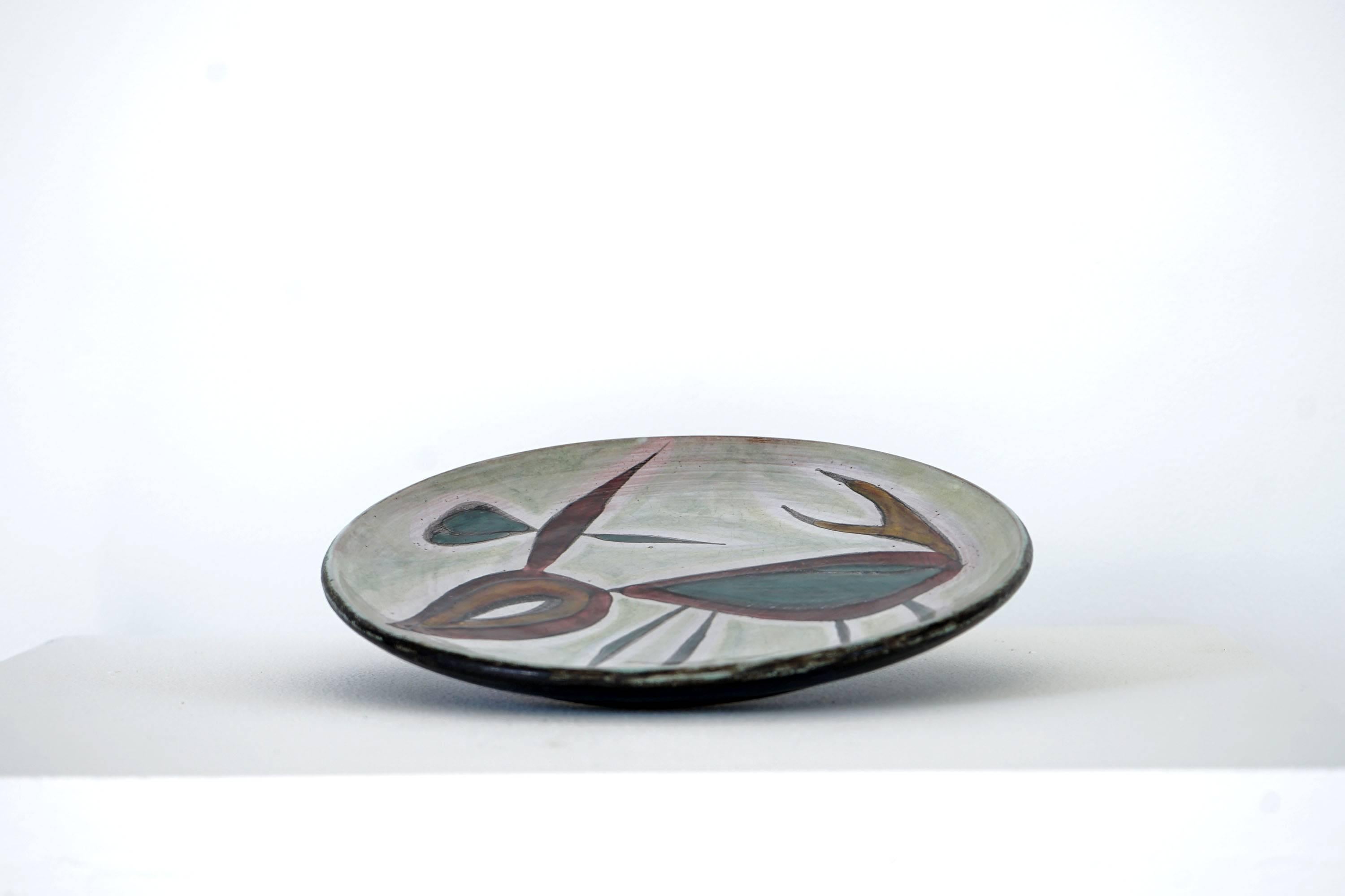 French Jacques Poussine / Wall Plate, Sant Vicens, 1950s, Studio Pottery For Sale