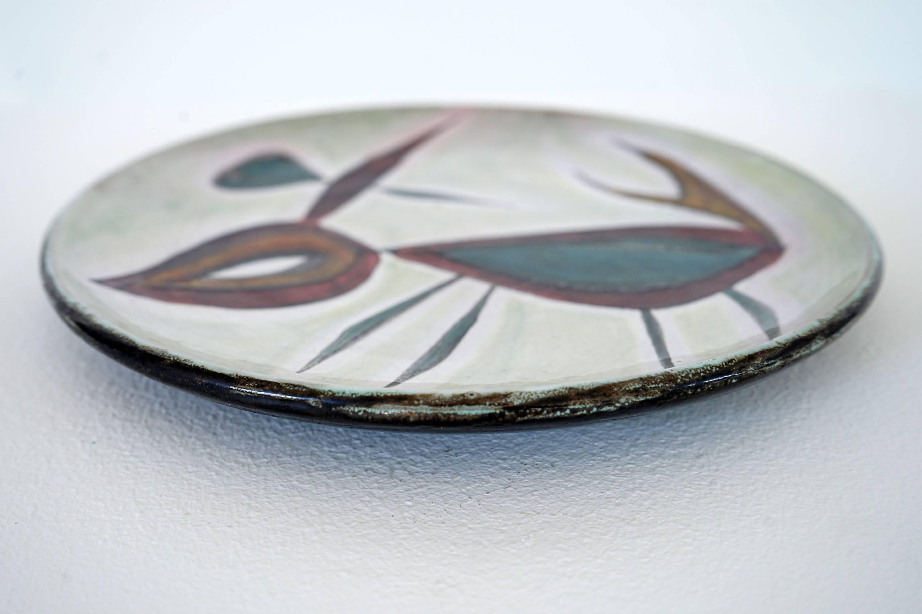 Jacques Poussine / Wall Plate, Sant Vicens, 1950s, Studio Pottery In Excellent Condition For Sale In Munster, NRW