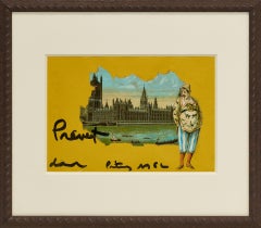 House of Parliament London, Mixed Media on Archival Paper, Vintage
