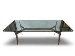 Jacques Quinet (1918-1992) attribué à, grande table avec base en métal circa 1970