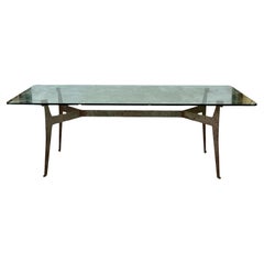 Jacques Quinet (1918-1992) attribuito a, grande tavolo con base in metallo circa 1970