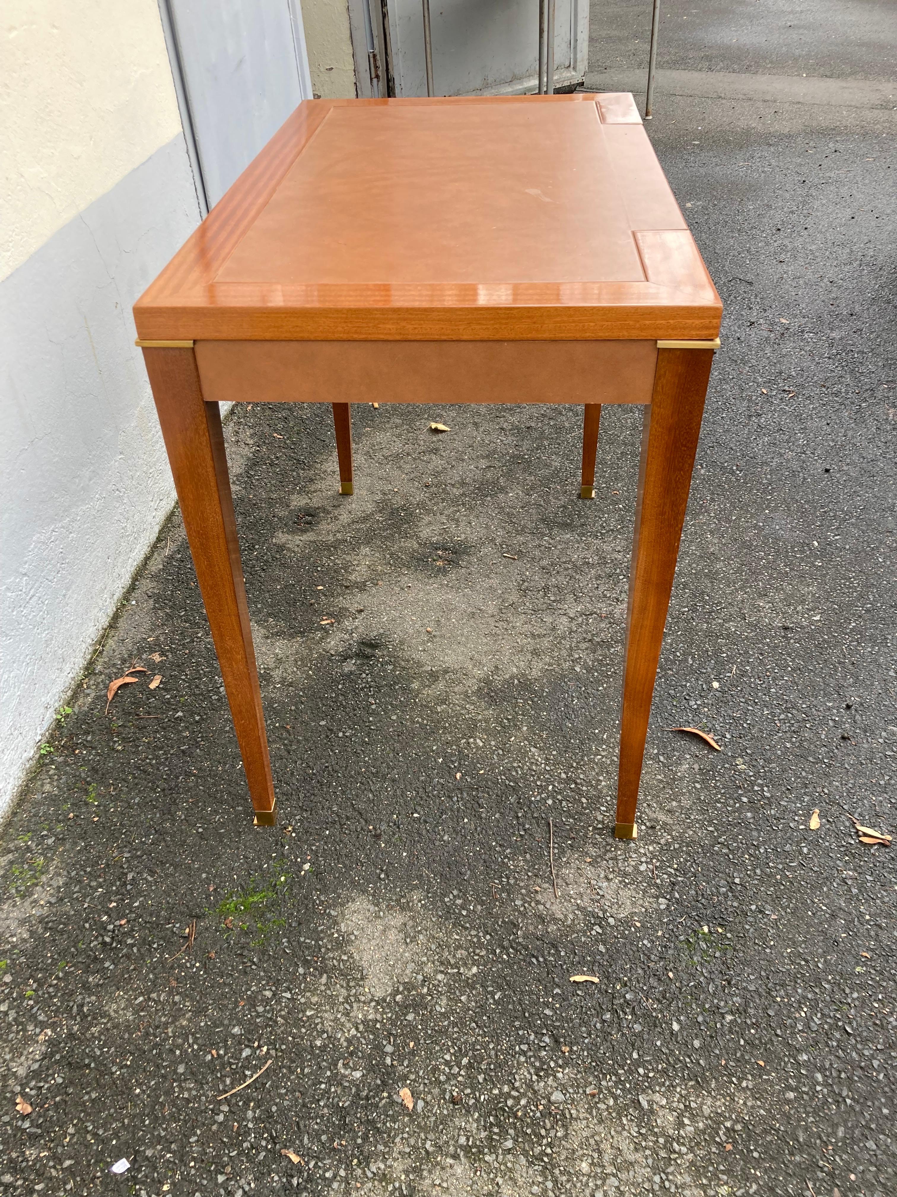 Elegant graceful French writing table by Jacques Quinet. 1950s. For Sale 4