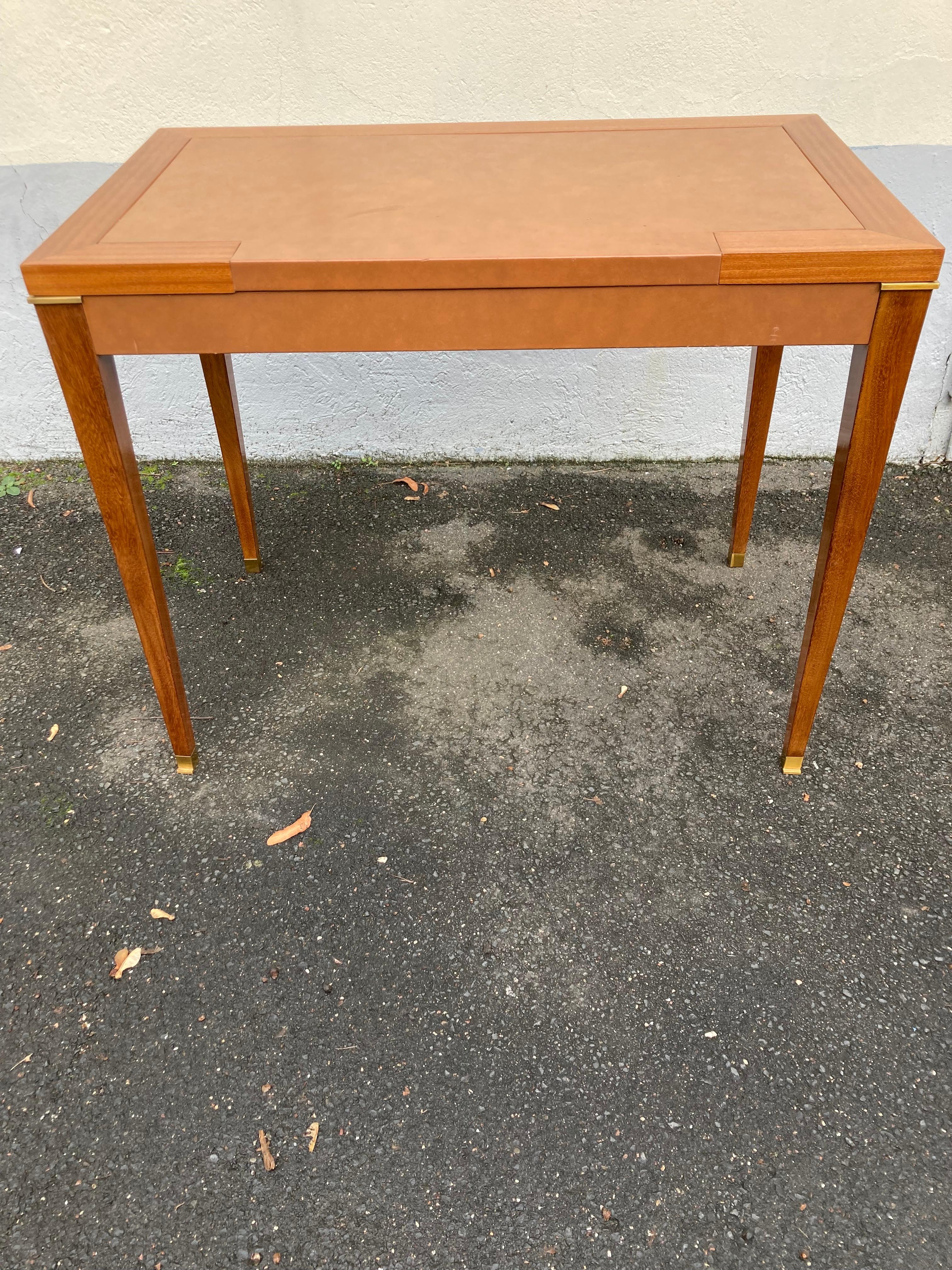 Elegant graceful French writing table by Jacques Quinet. 1950s. For Sale 11