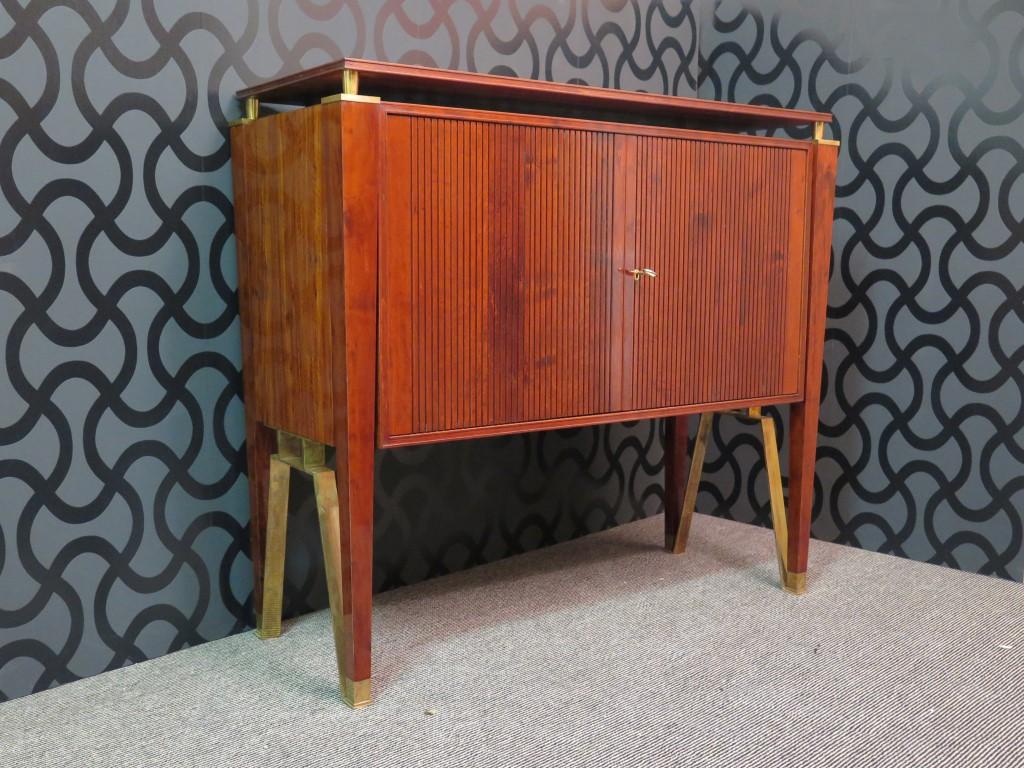 Jacques Quinet Cherrywood and Brass French Sideboard, 1957 2