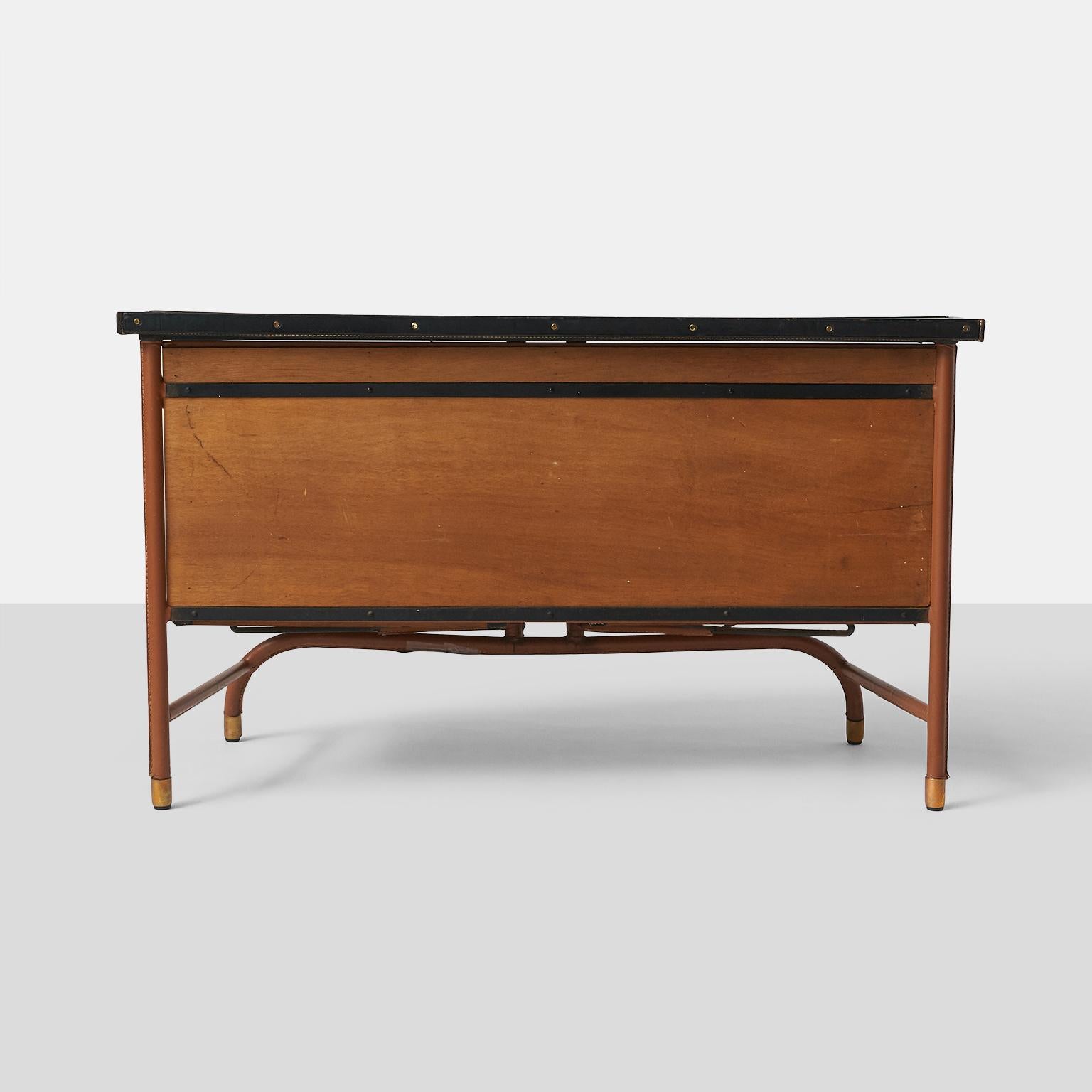 Mid-20th Century Jacques Quinet Commode in Leather