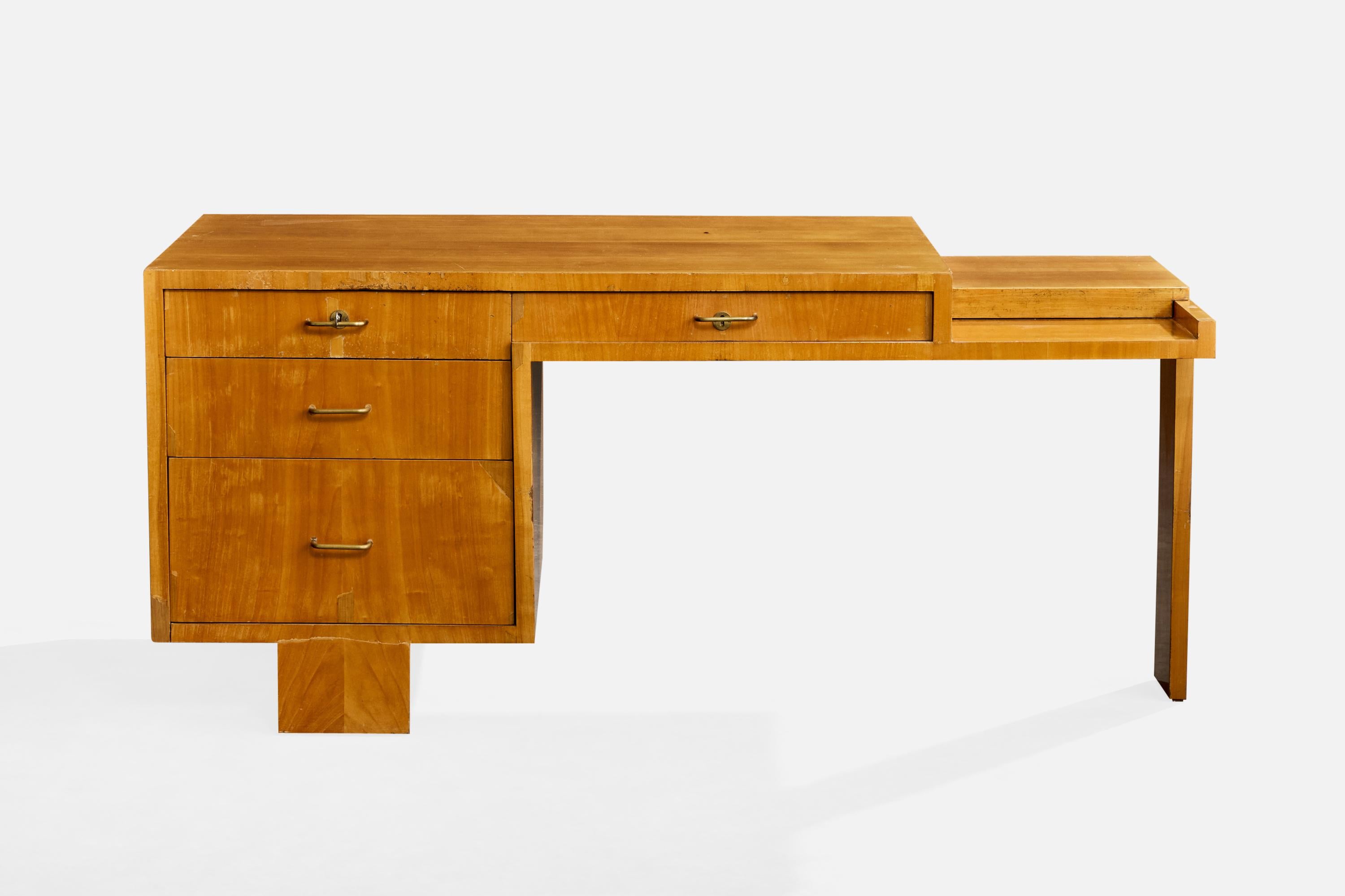Jacques Quinet, Desk, Cherrywood, Brass, France, 1960 im Angebot 6