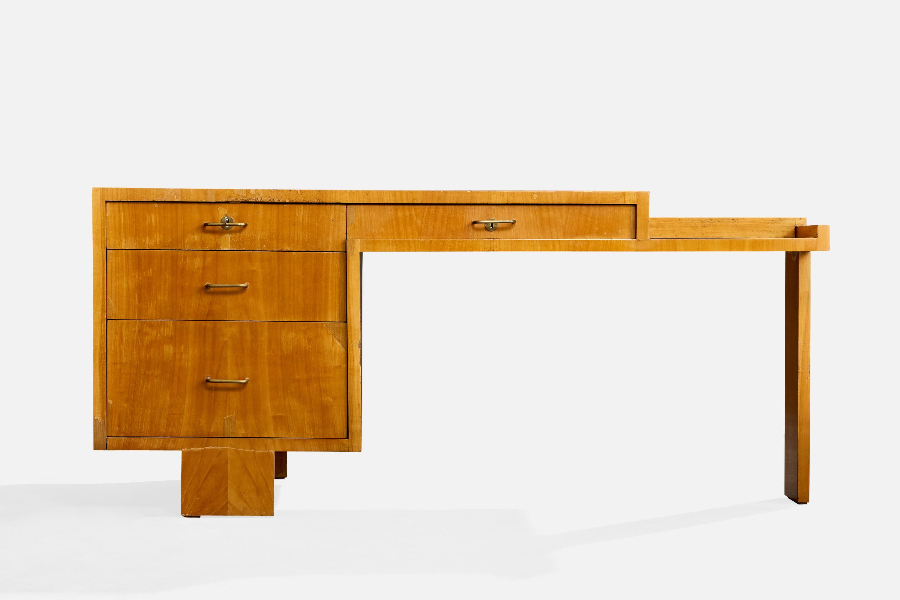 Jacques Quinet, Desk, Cherrywood, Brass, France, 1960 im Angebot 8